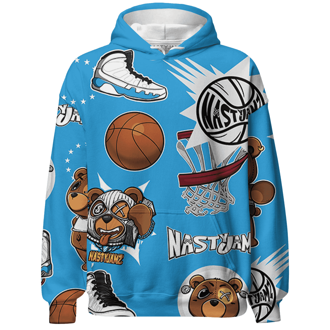 Powder Blue 9s Hoodie Match BER Icon Wallpapers 3D All-Over Print - NastyJamz