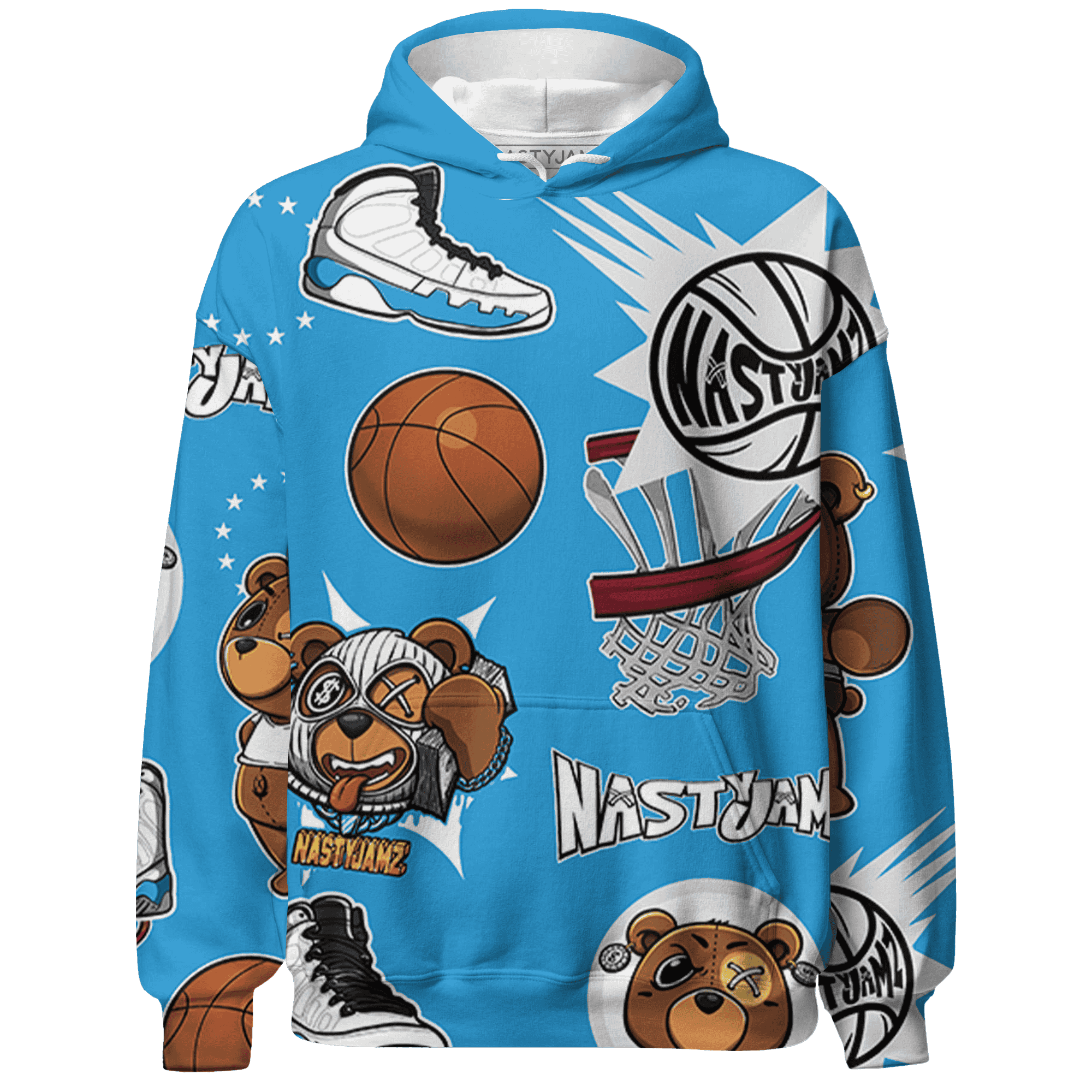 Powder Blue 9s Hoodie Match BER Icon Wallpapers 3D All-Over Print - NastyJamz