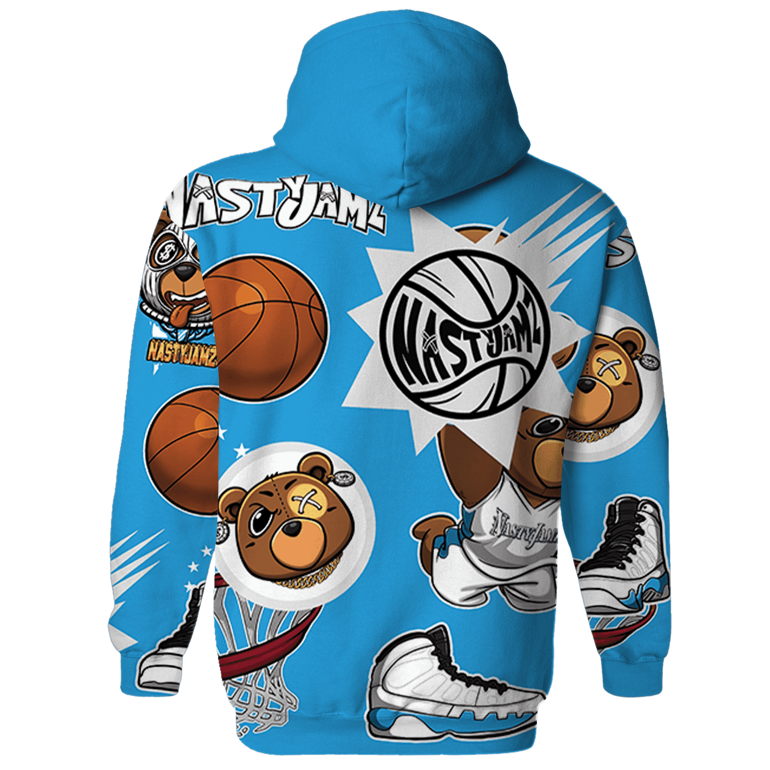 Powder Blue 9s Hoodie Match BER Icon Wallpapers 3D All-Over Print - NastyJamz