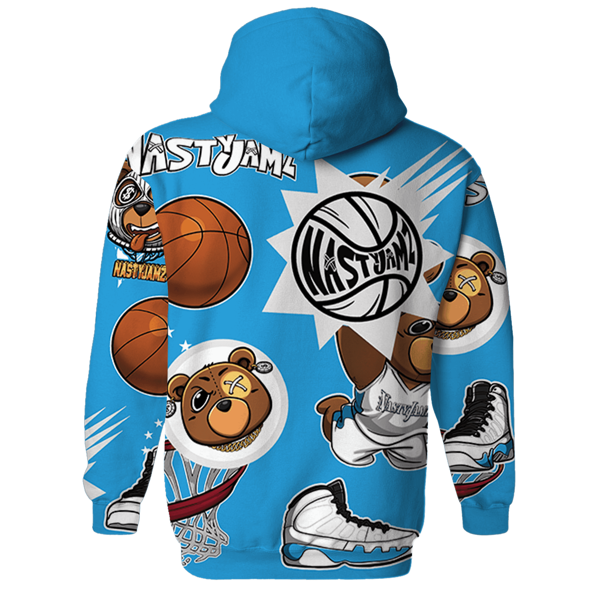 Powder Blue 9s Hoodie Match BER Icon Wallpapers 3D All-Over Print - NastyJamz