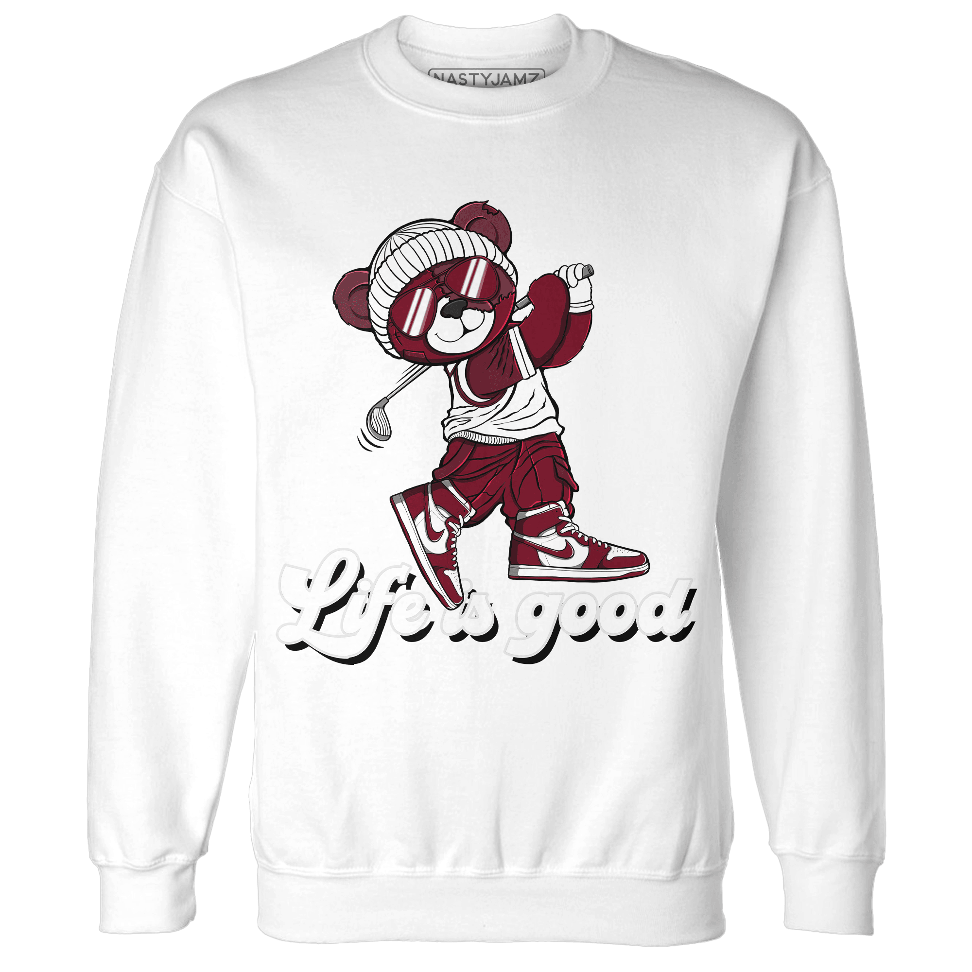 High White Team Red 1s Sweatshirt Match BER Like Golf - NastyJamz
