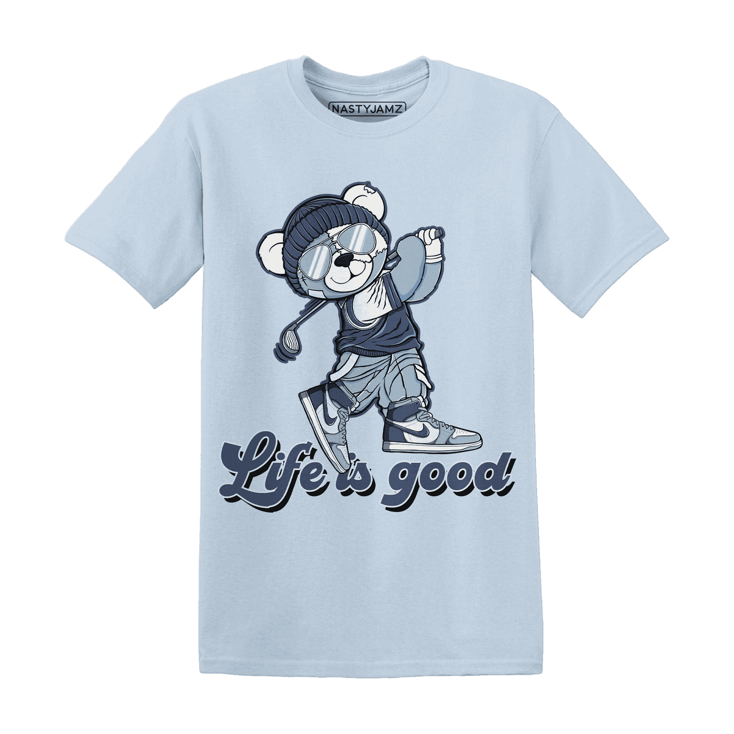 Mid Diffused Blue Grey 1s T Shirt Match BER Like Golf - NastyJamz