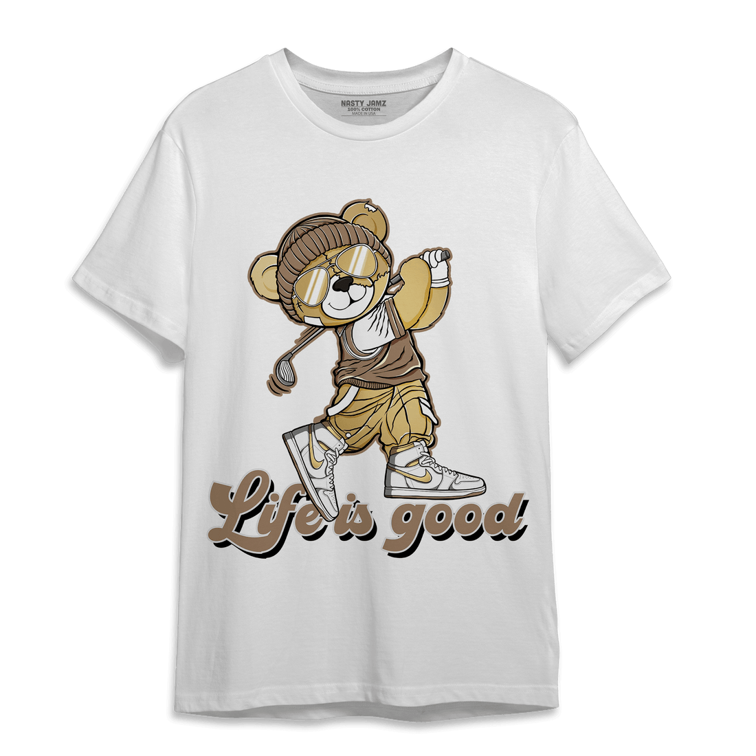 High OG Metallic Gold 1s T Shirt Match BER Like Golf - NastyJamz