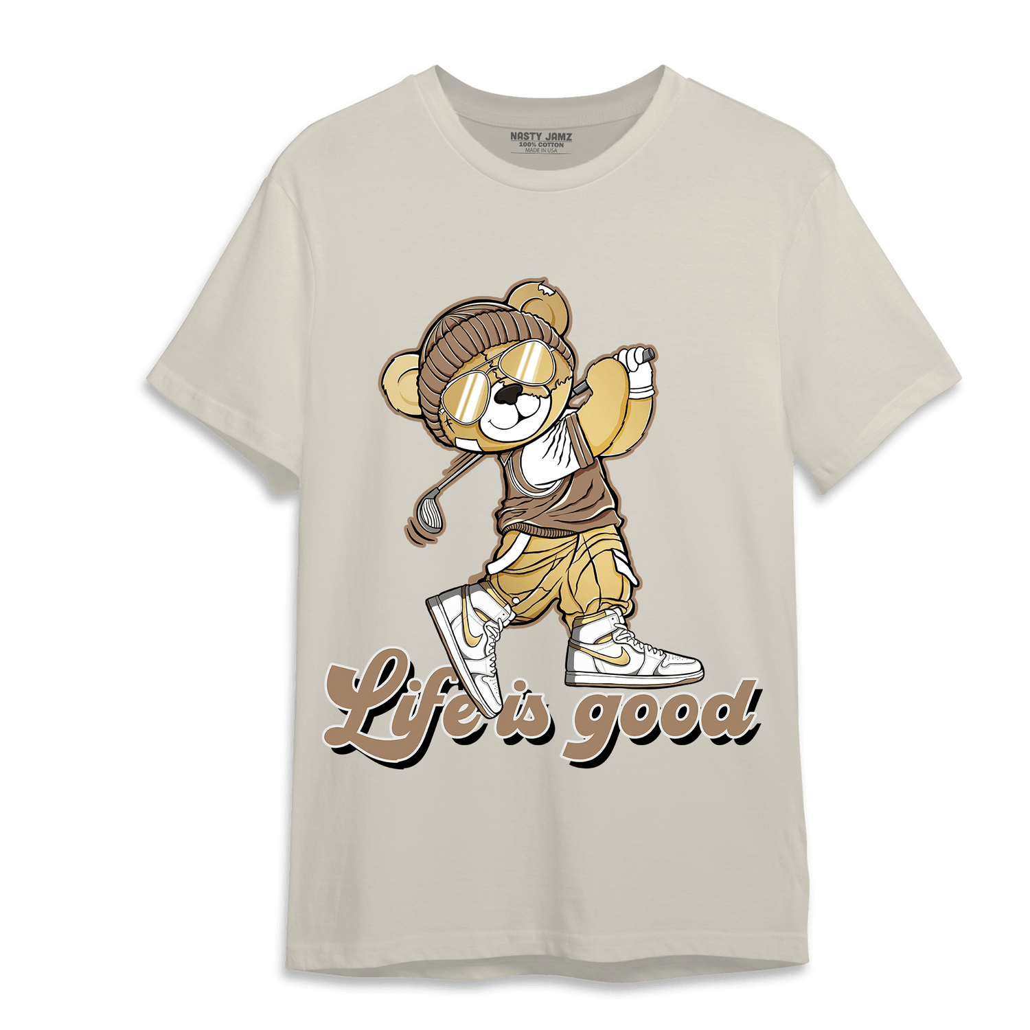 High OG Metallic Gold 1s T Shirt Match BER Like Golf - NastyJamz