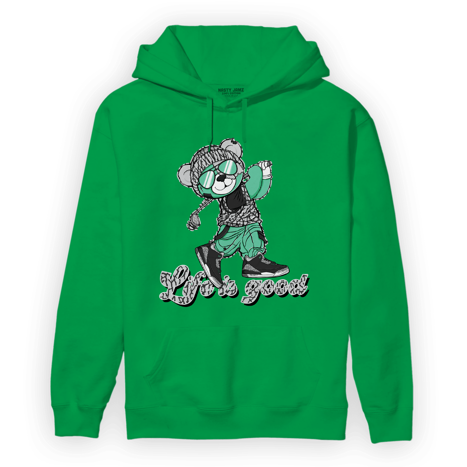 Green Glow 3s Hoodie Match BER Like Golf - NastyJamz