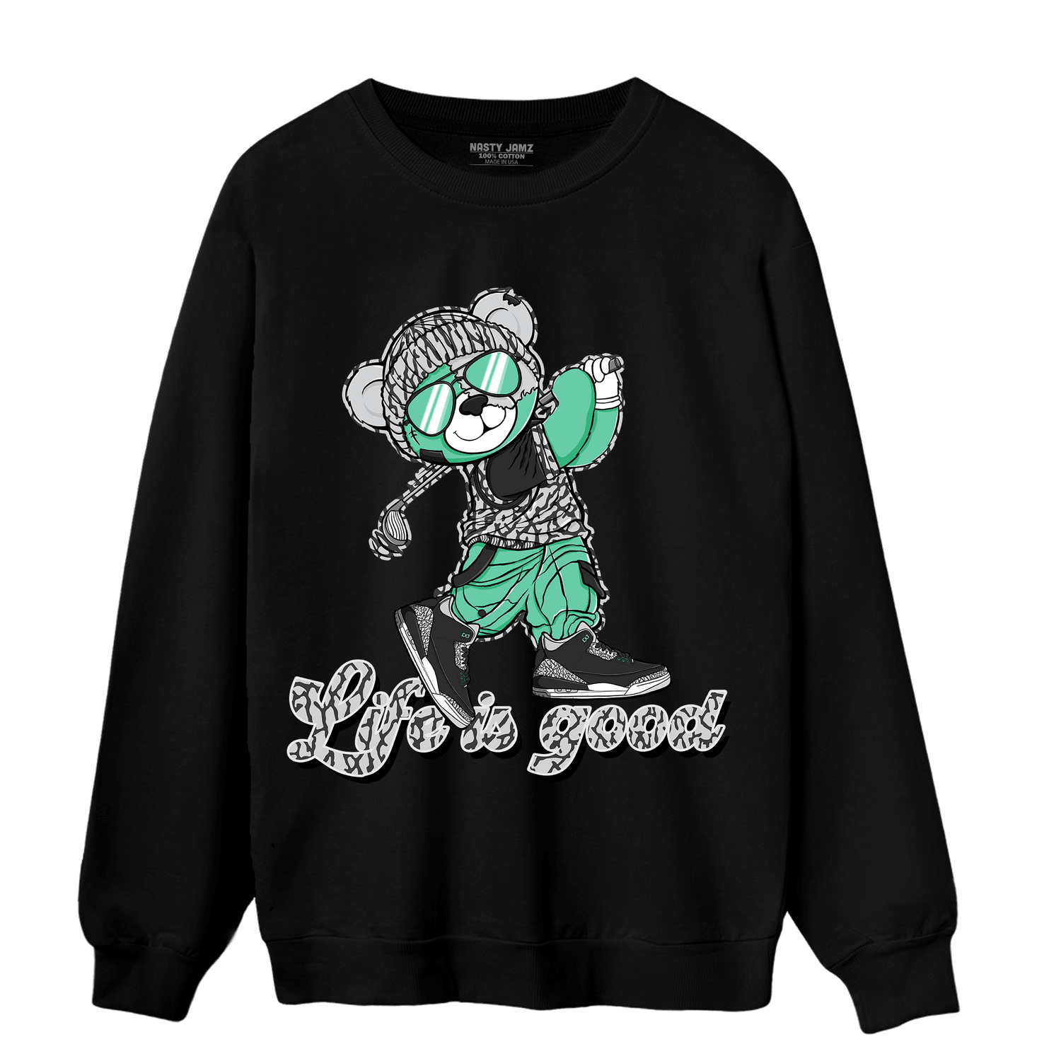 Green Glow 3s Sweatshirt Match BER Like Golf - NastyJamz