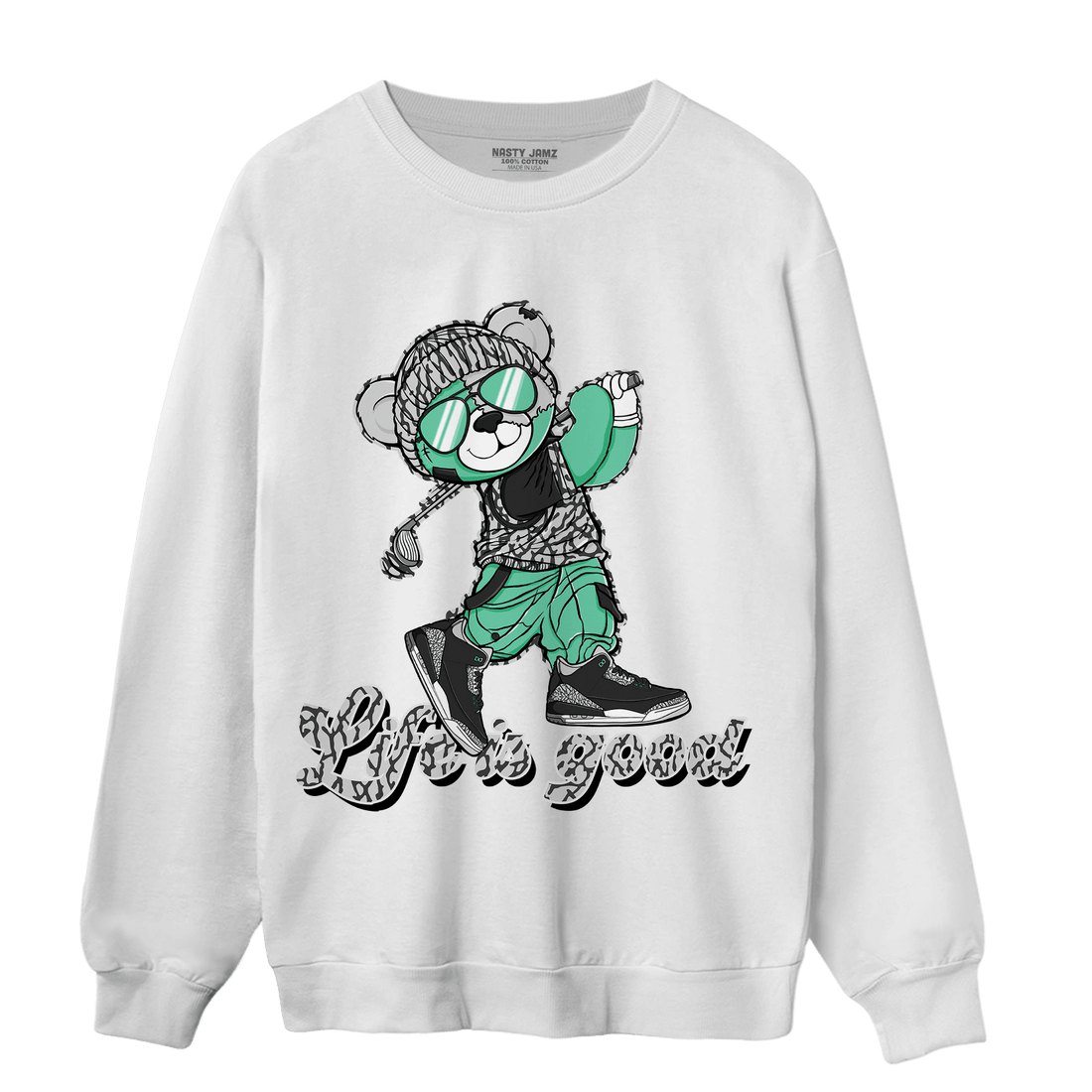 Green Glow 3s Sweatshirt Match BER Like Golf - NastyJamz
