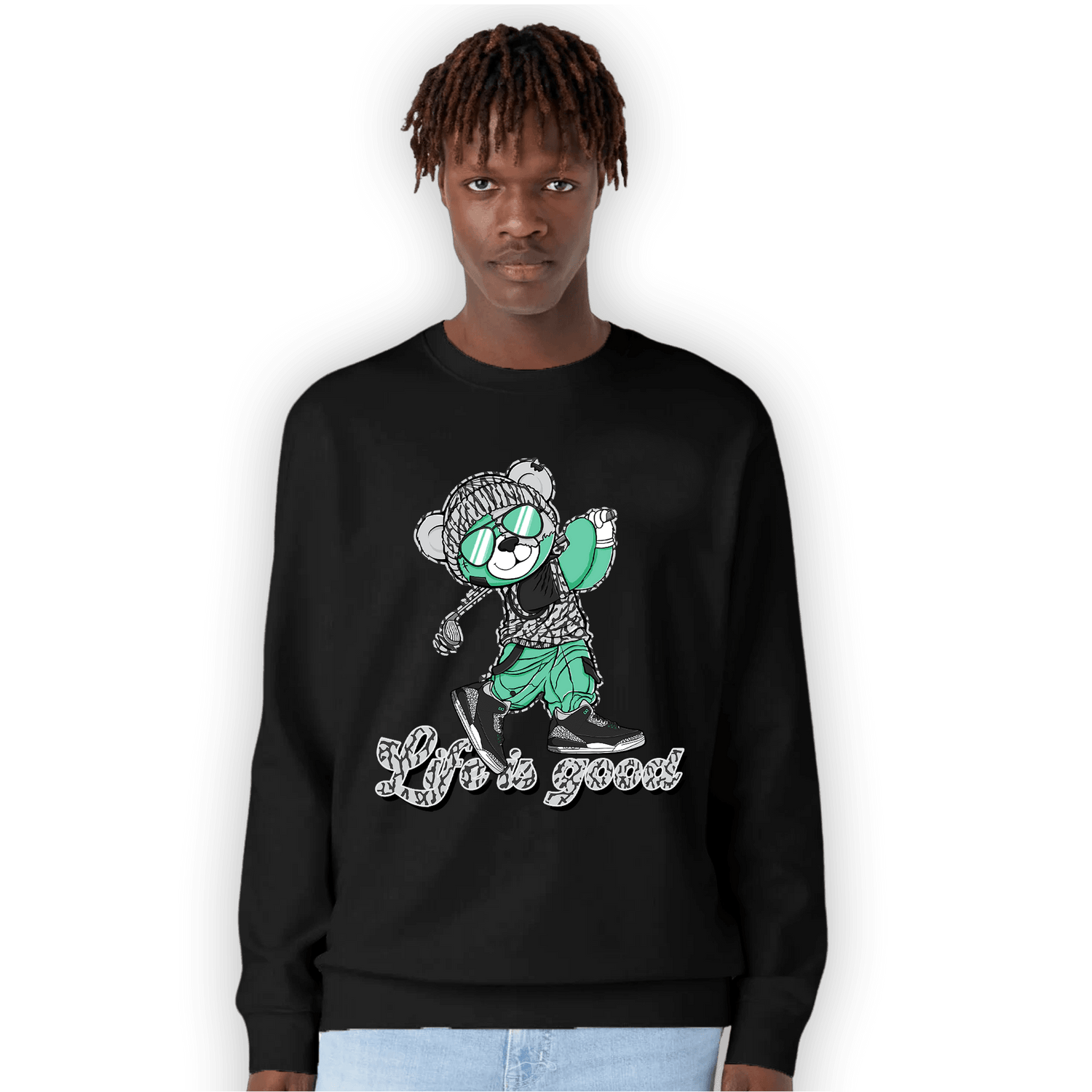 Green Glow 3s Sweatshirt Match BER Like Golf - NastyJamz