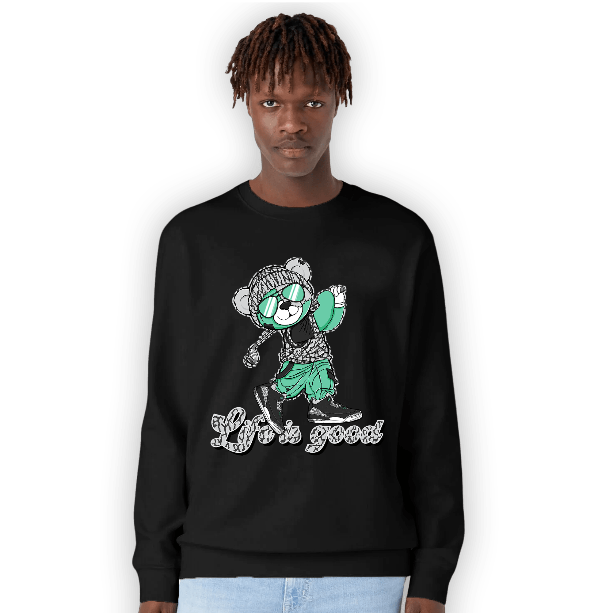Green Glow 3s Sweatshirt Match BER Like Golf - NastyJamz