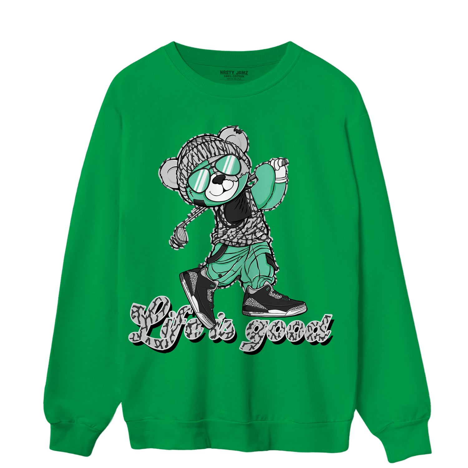 Green Glow 3s Sweatshirt Match BER Like Golf - NastyJamz