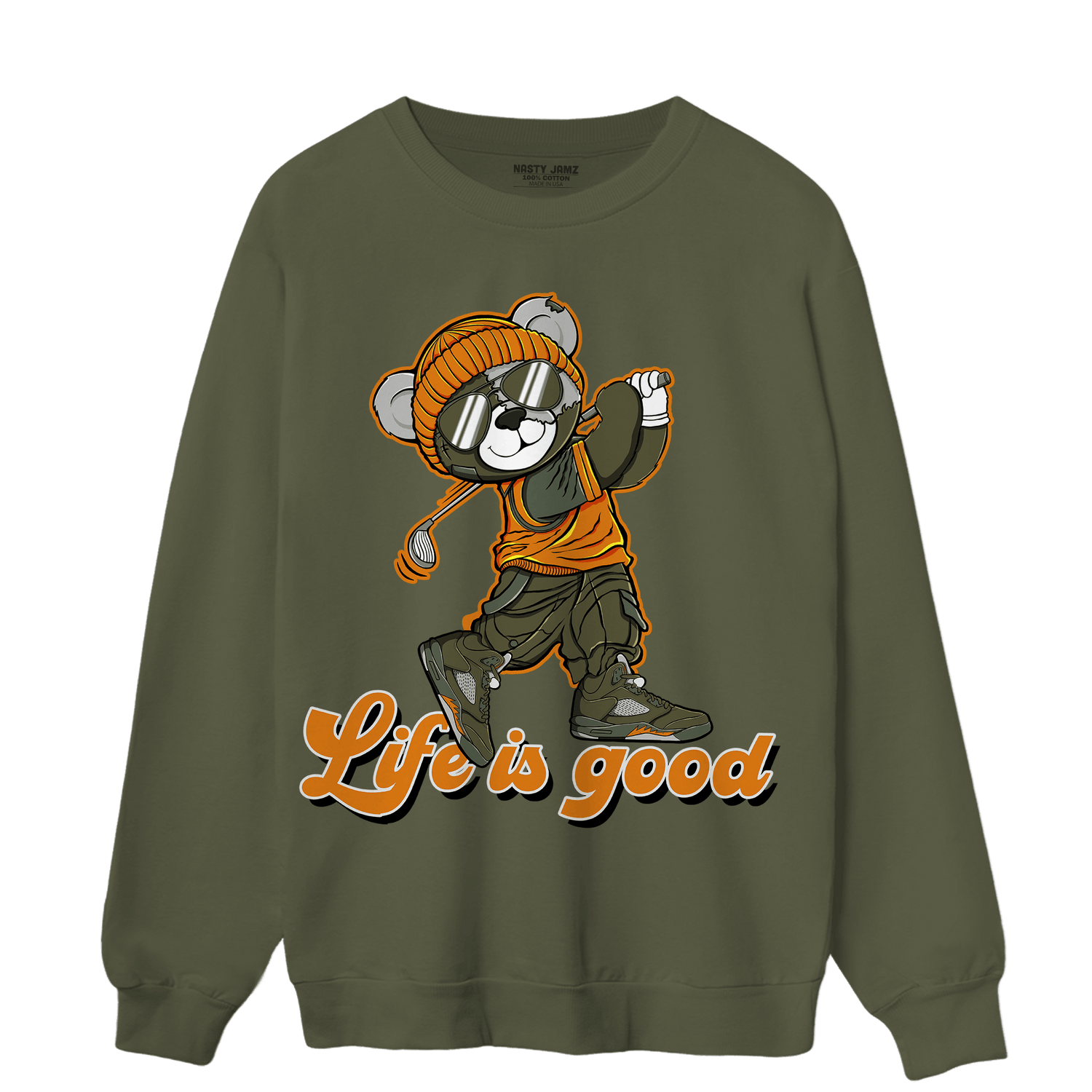 Olive 5s Sweatshirt Match BER Like Golf - NastyJamz