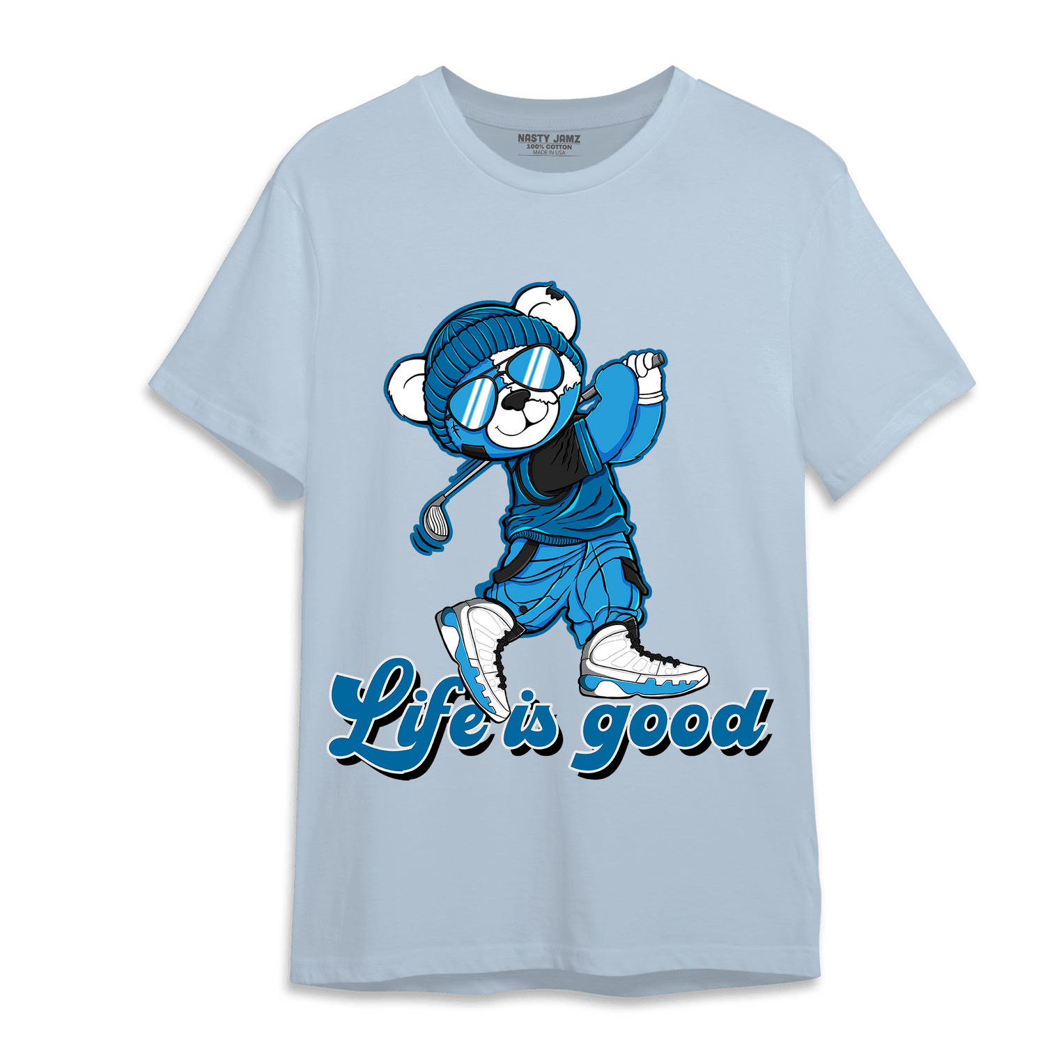 Powder Blue 9s T Shirt Match BER Like Golf - NastyJamz