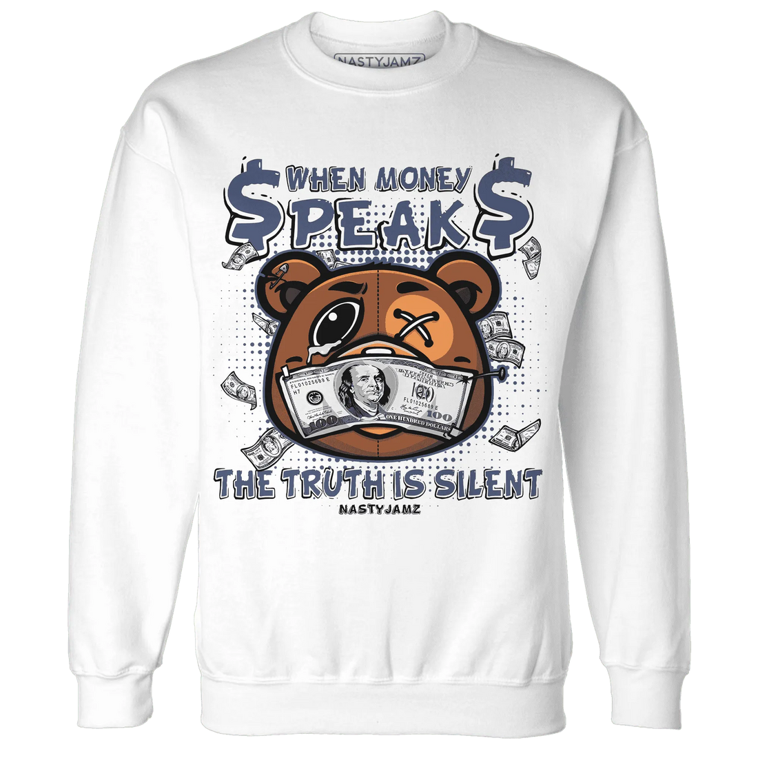 Low-Diffused-Blue-11s-Sweatshirt-Match-BER-Money-Speaks-Truth-Silent