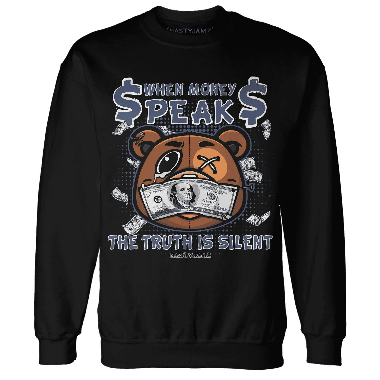 Low-Diffused-Blue-11s-Sweatshirt-Match-BER-Money-Speaks-Truth-Silent