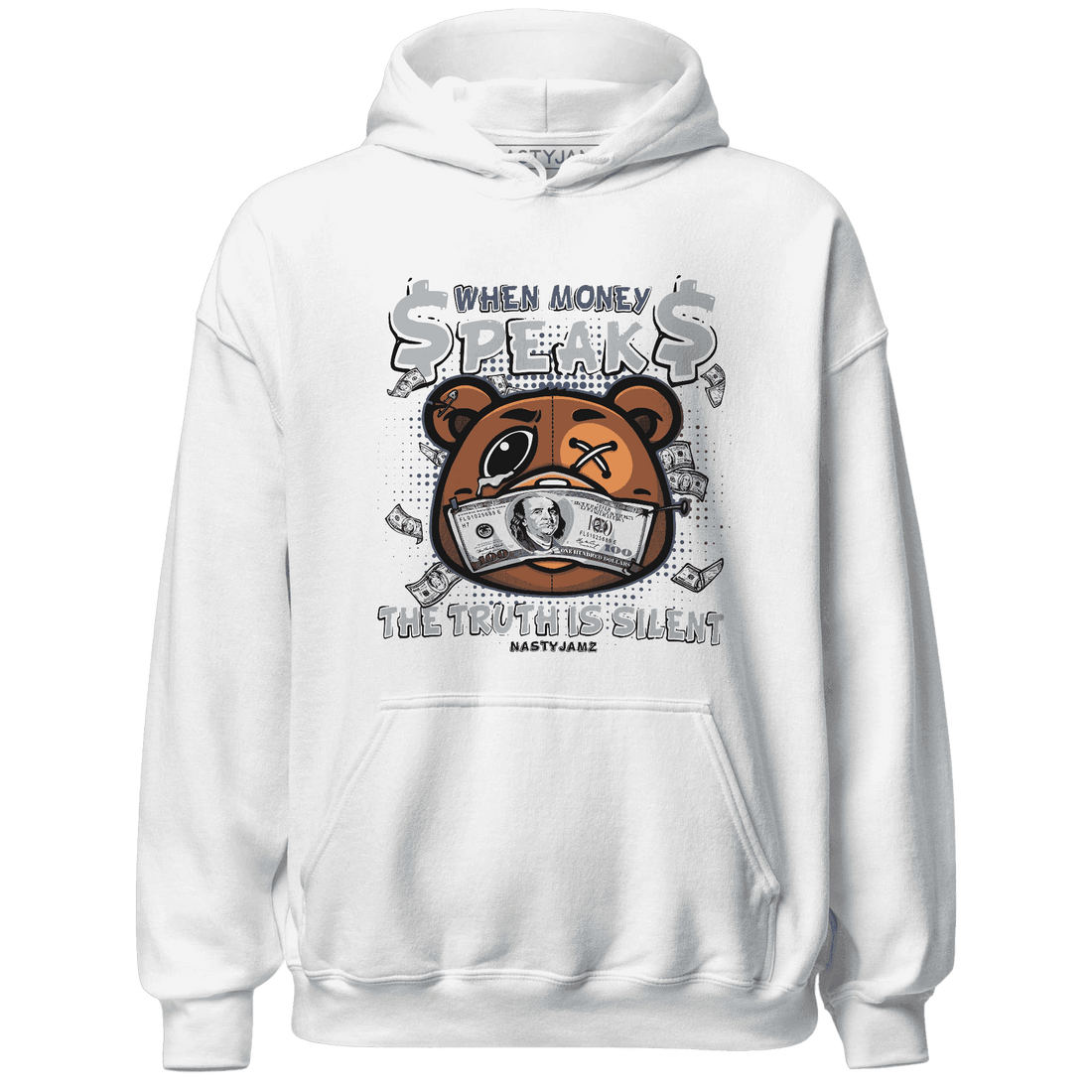 Mid Diffused Blue Grey 1s Hoodie Match BER Money Speaks Truth Silent - NastyJamz