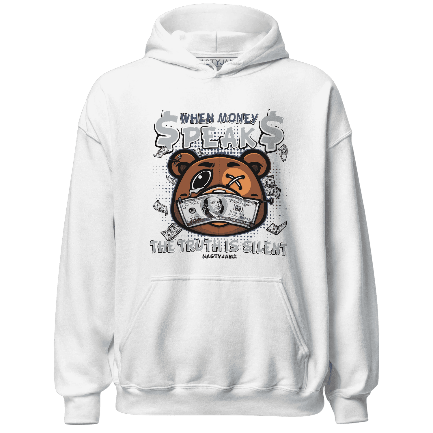 Mid Diffused Blue Grey 1s Hoodie Match BER Money Speaks Truth Silent - NastyJamz