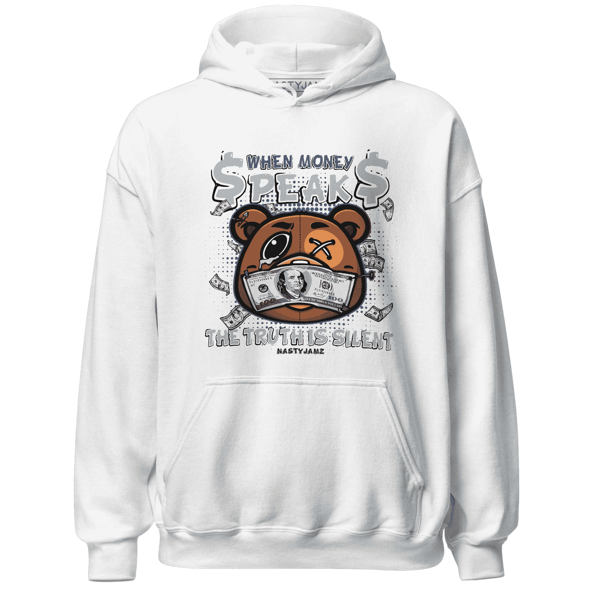 Mid Diffused Blue Grey 1s Hoodie Match BER Money Speaks Truth Silent - NastyJamz