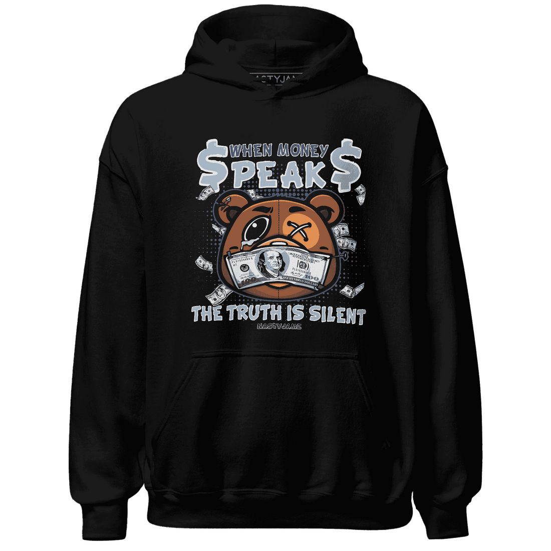 Mid Diffused Blue Grey 1s Hoodie Match BER Money Speaks Truth Silent - NastyJamz