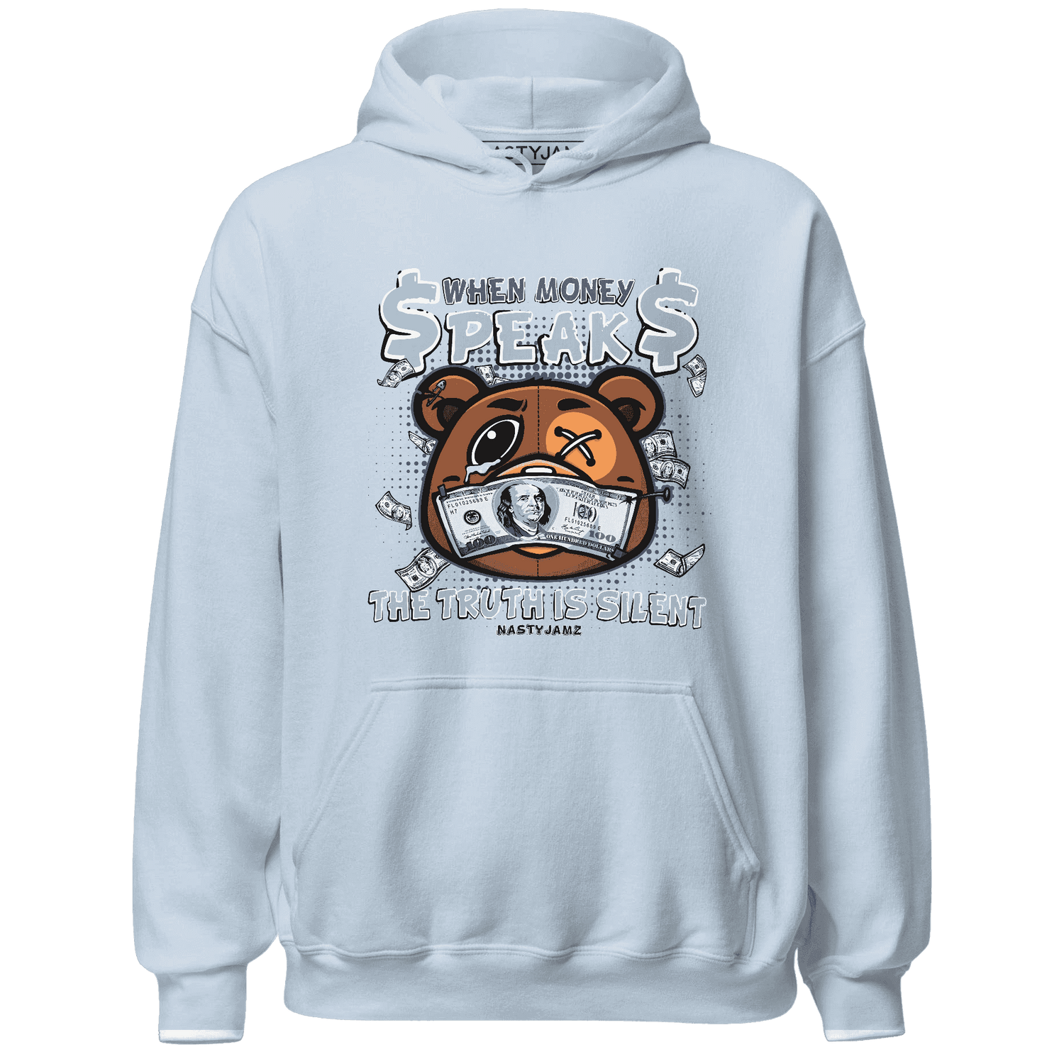 Mid Diffused Blue Grey 1s Hoodie Match BER Money Speaks Truth Silent - NastyJamz