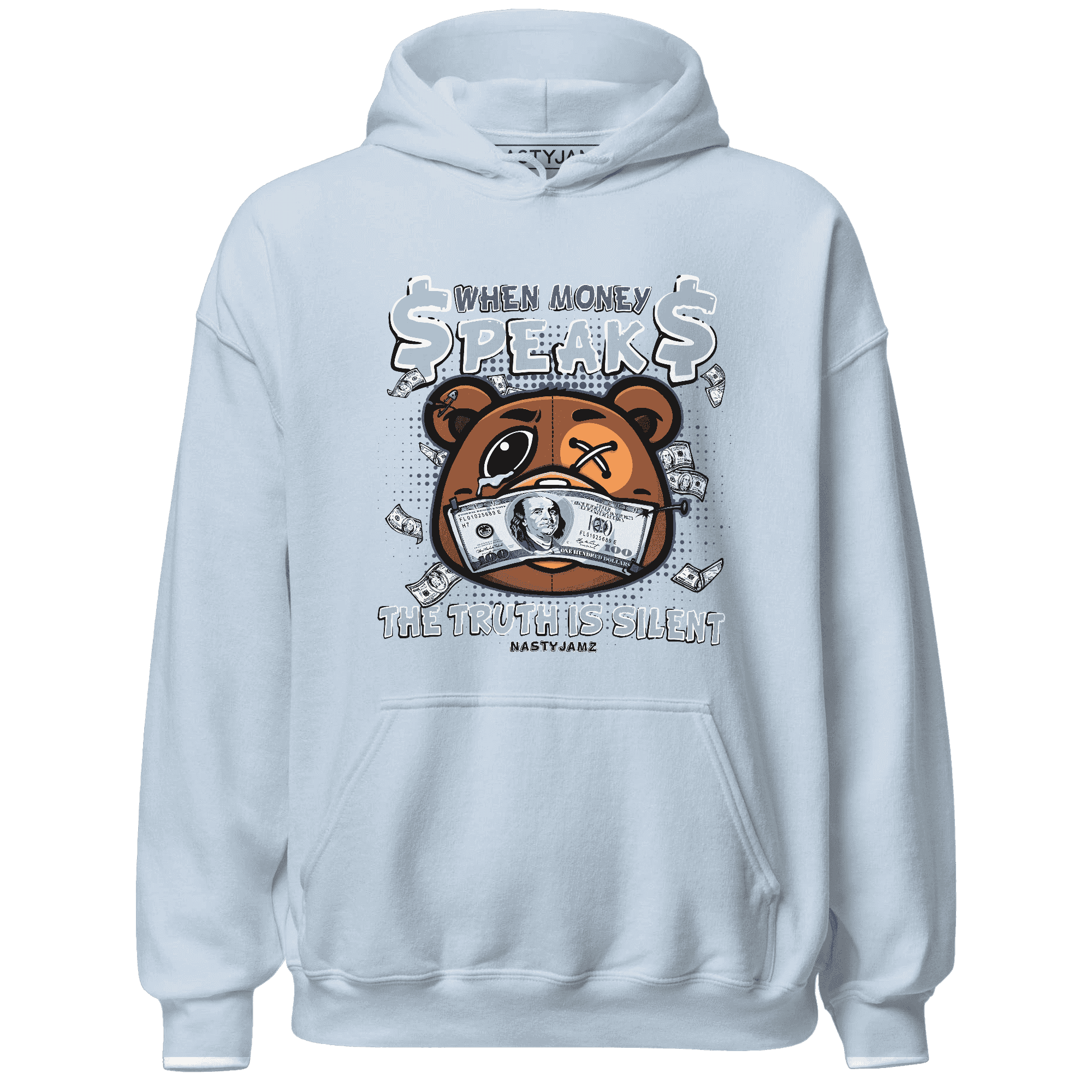 Mid Diffused Blue Grey 1s Hoodie Match BER Money Speaks Truth Silent - NastyJamz
