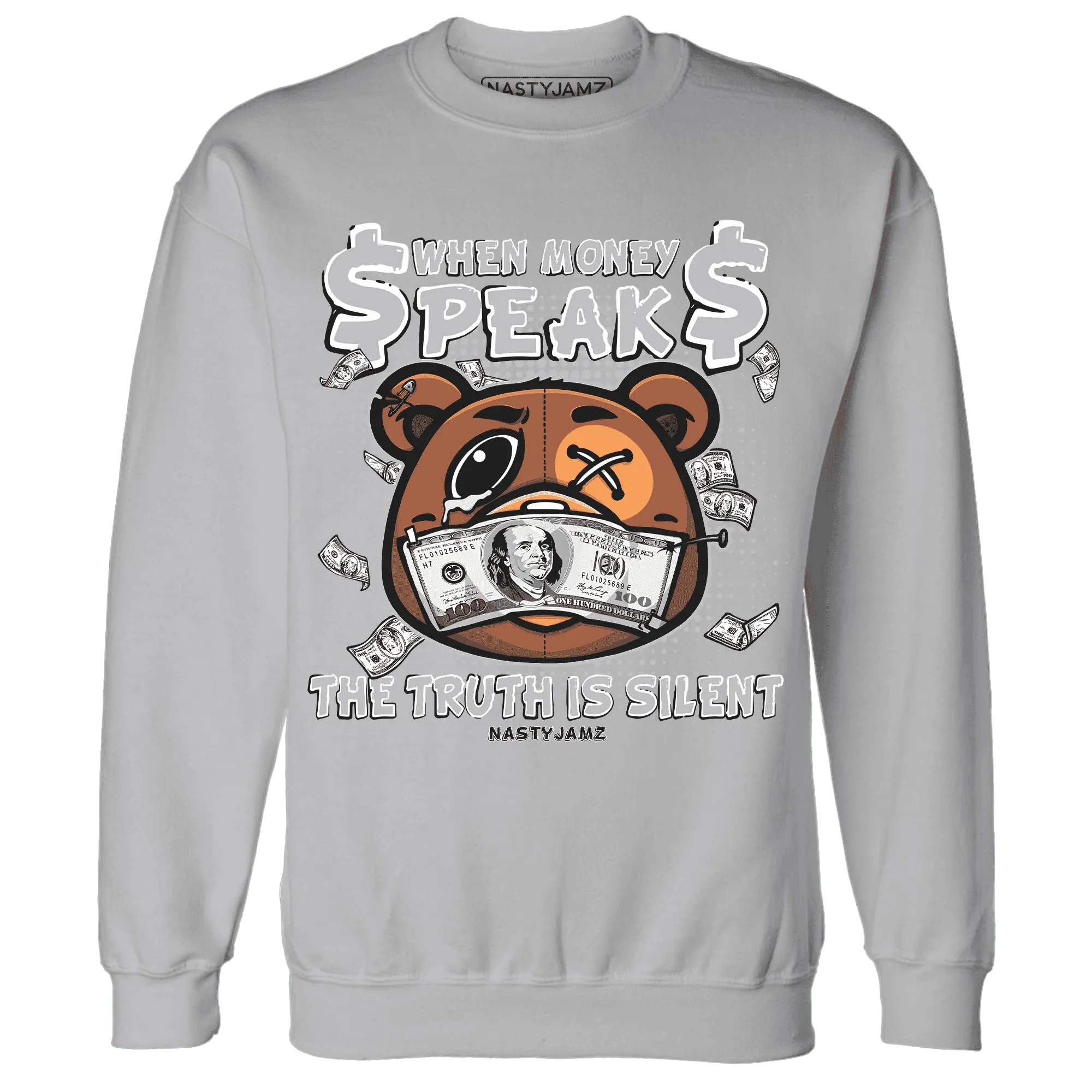Cement-Grey-3s-Sweatshirt-Match-BER-Money-Speaks-Truth-Silent