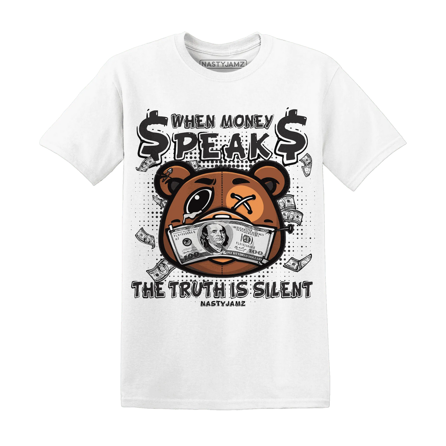 White-Thunder-4s-T-Shirt-Match-BER-Money-Speaks-Truth-Silent