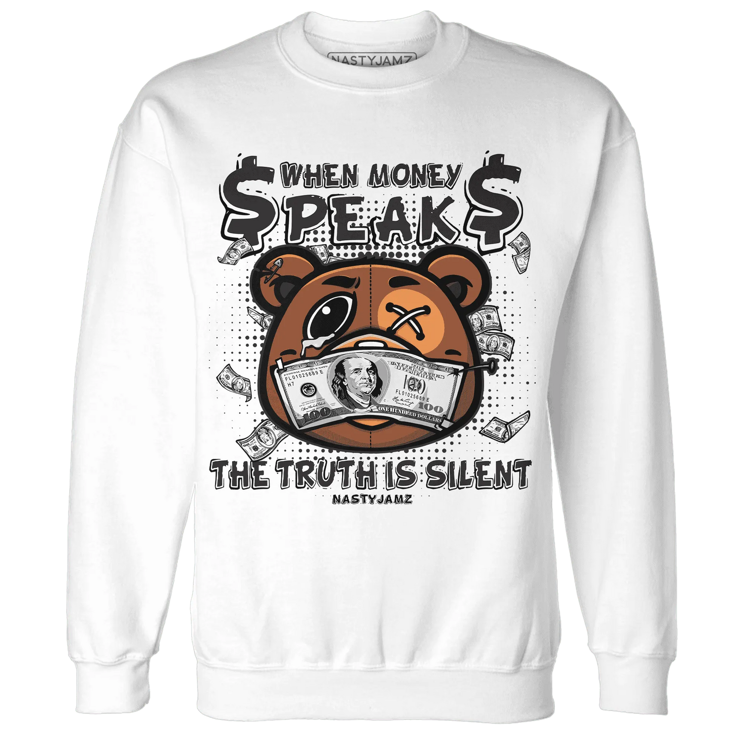 White-Thunder-4s-Sweatshirt-Match-BER-Money-Speaks-Truth-Silent