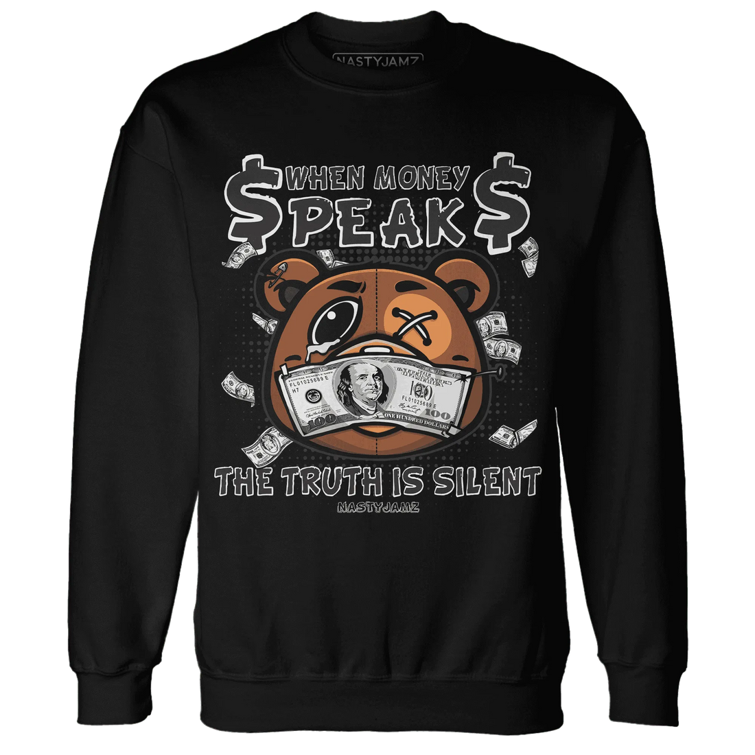 White-Thunder-4s-Sweatshirt-Match-BER-Money-Speaks-Truth-Silent