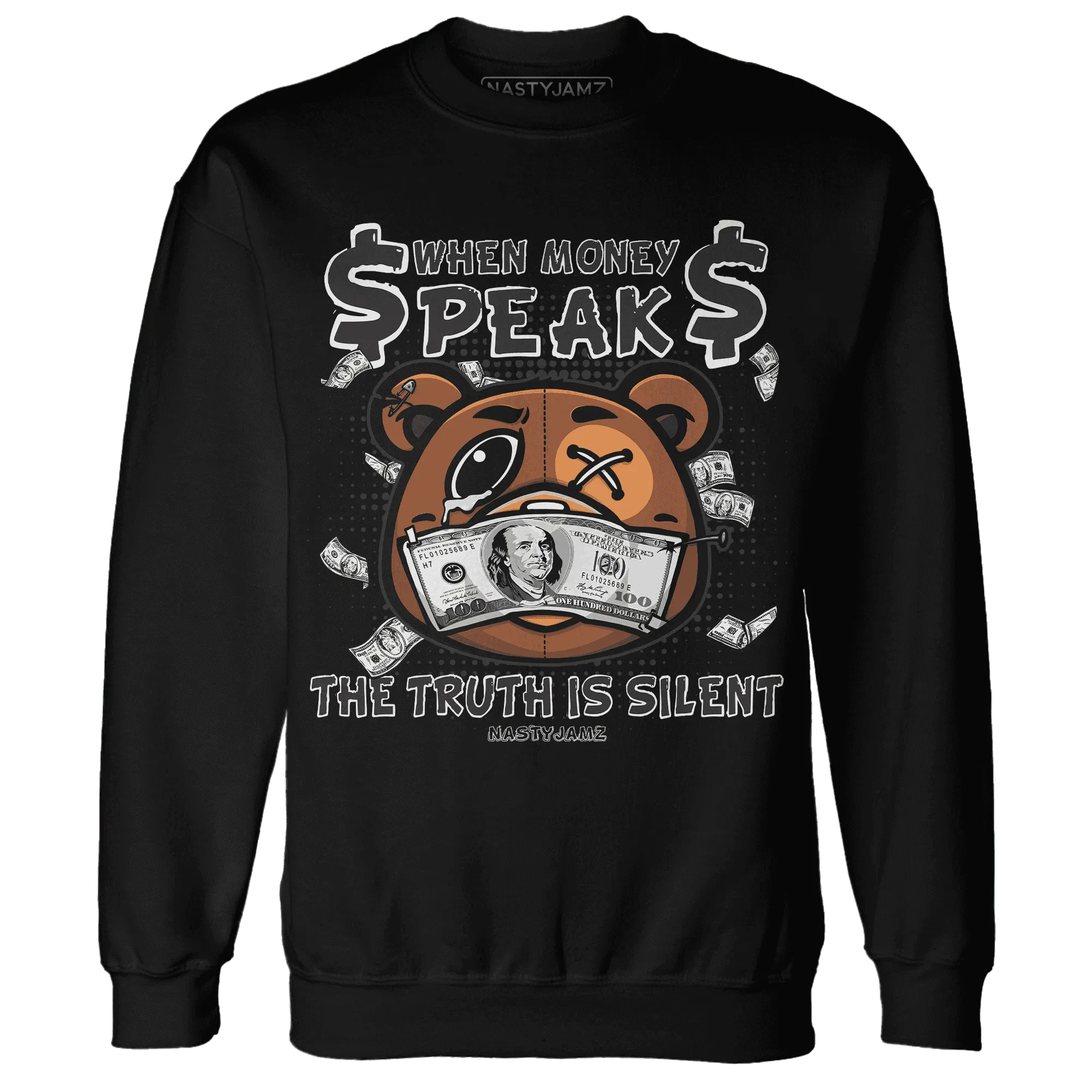White-Thunder-4s-Sweatshirt-Match-BER-Money-Speaks-Truth-Silent