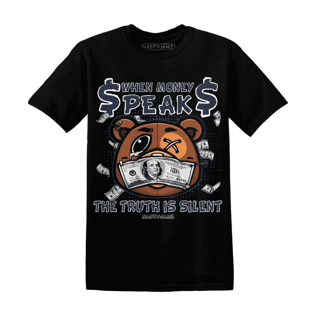 White-Navy-6s-T-Shirt-Match-BER-Money-Speaks-Truth-Silent