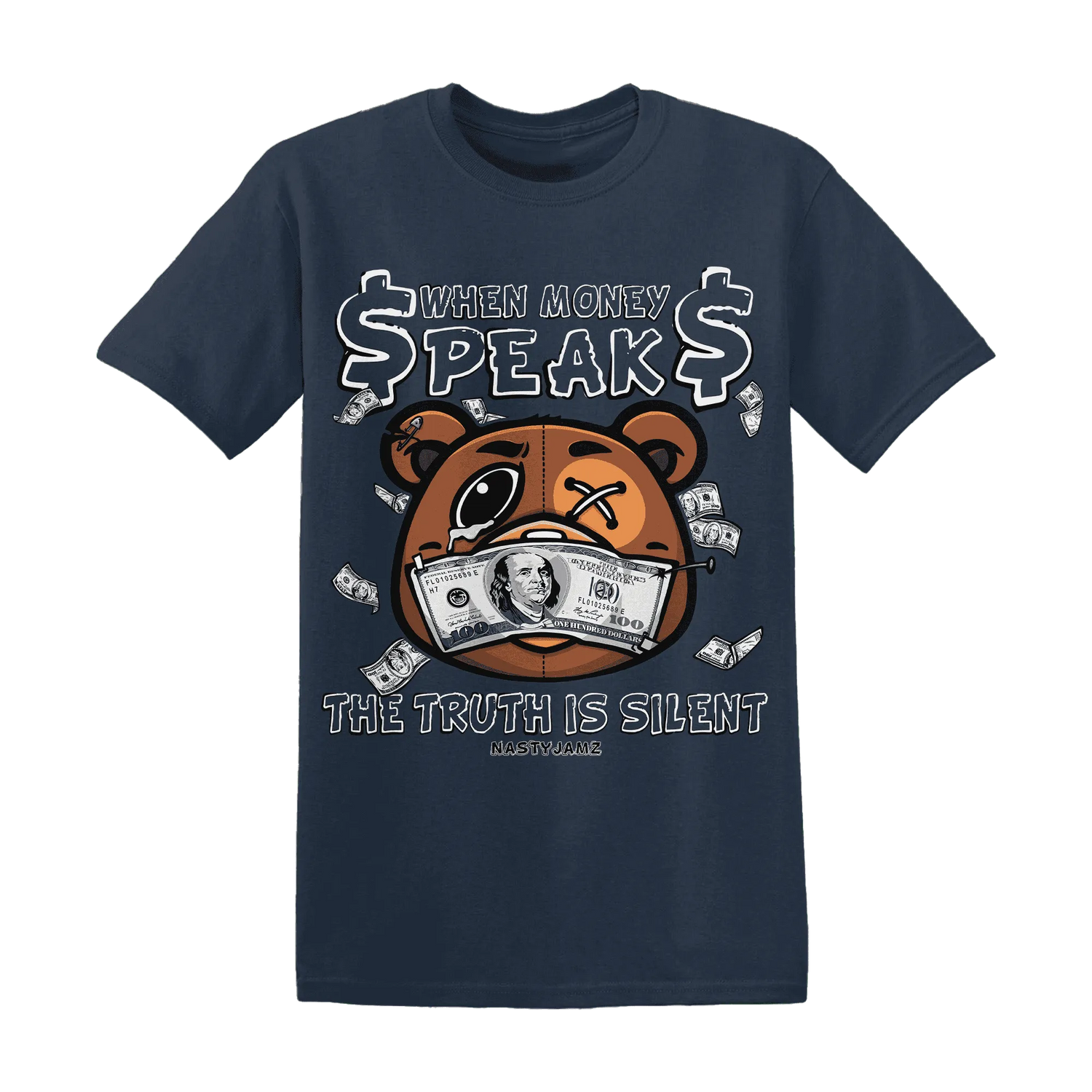 White-Navy-6s-T-Shirt-Match-BER-Money-Speaks-Truth-Silent