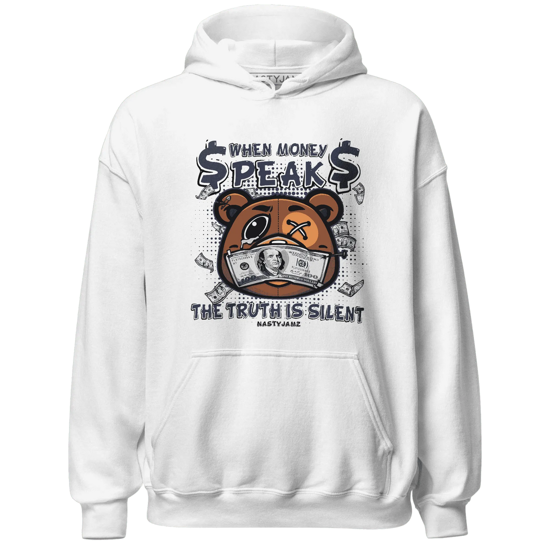 White-Navy-6s-Hoodie-Match-BER-Money-Speaks-Truth-Silent