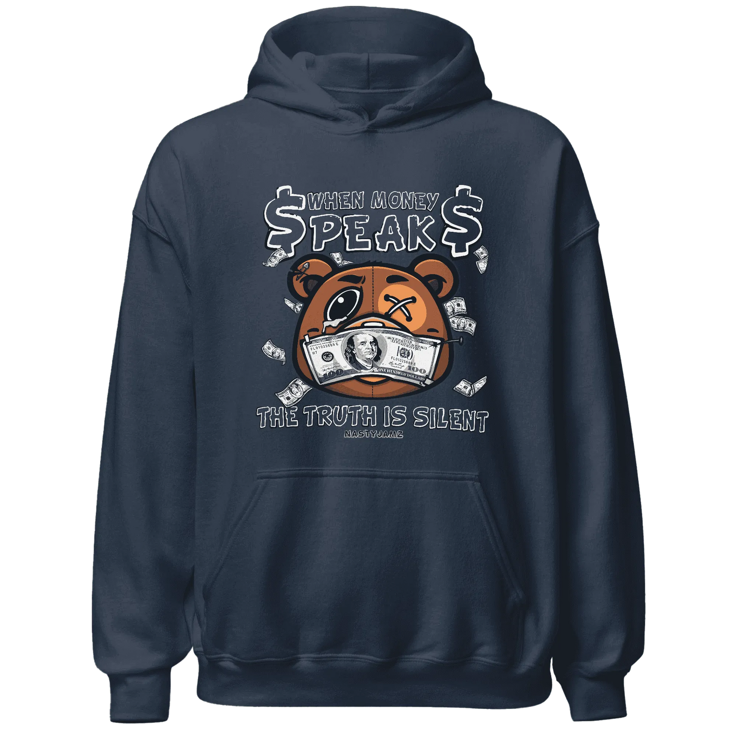 White-Navy-6s-Hoodie-Match-BER-Money-Speaks-Truth-Silent