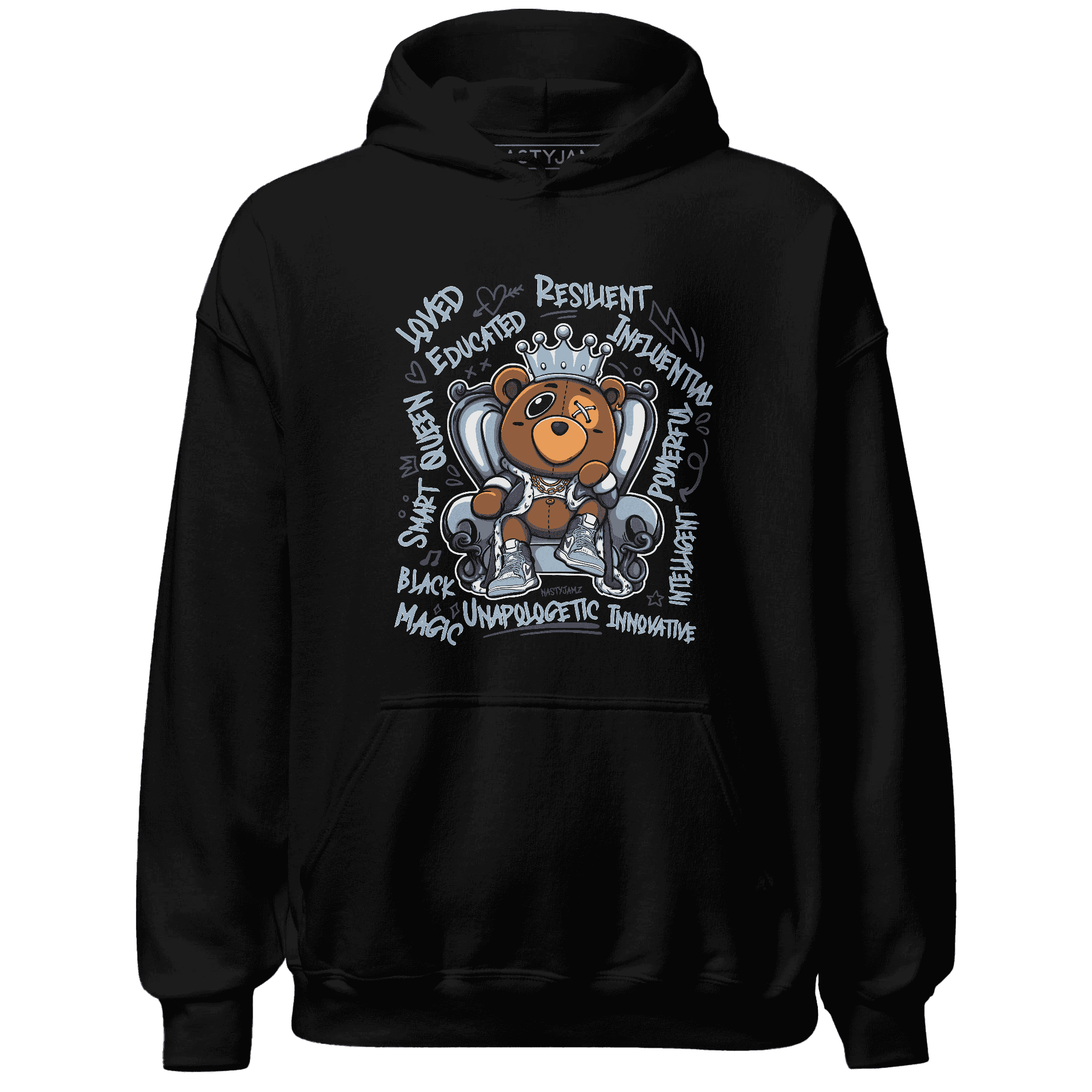 Mid Diffused Blue Grey 1s Hoodie Match BER Self Definition - NastyJamz