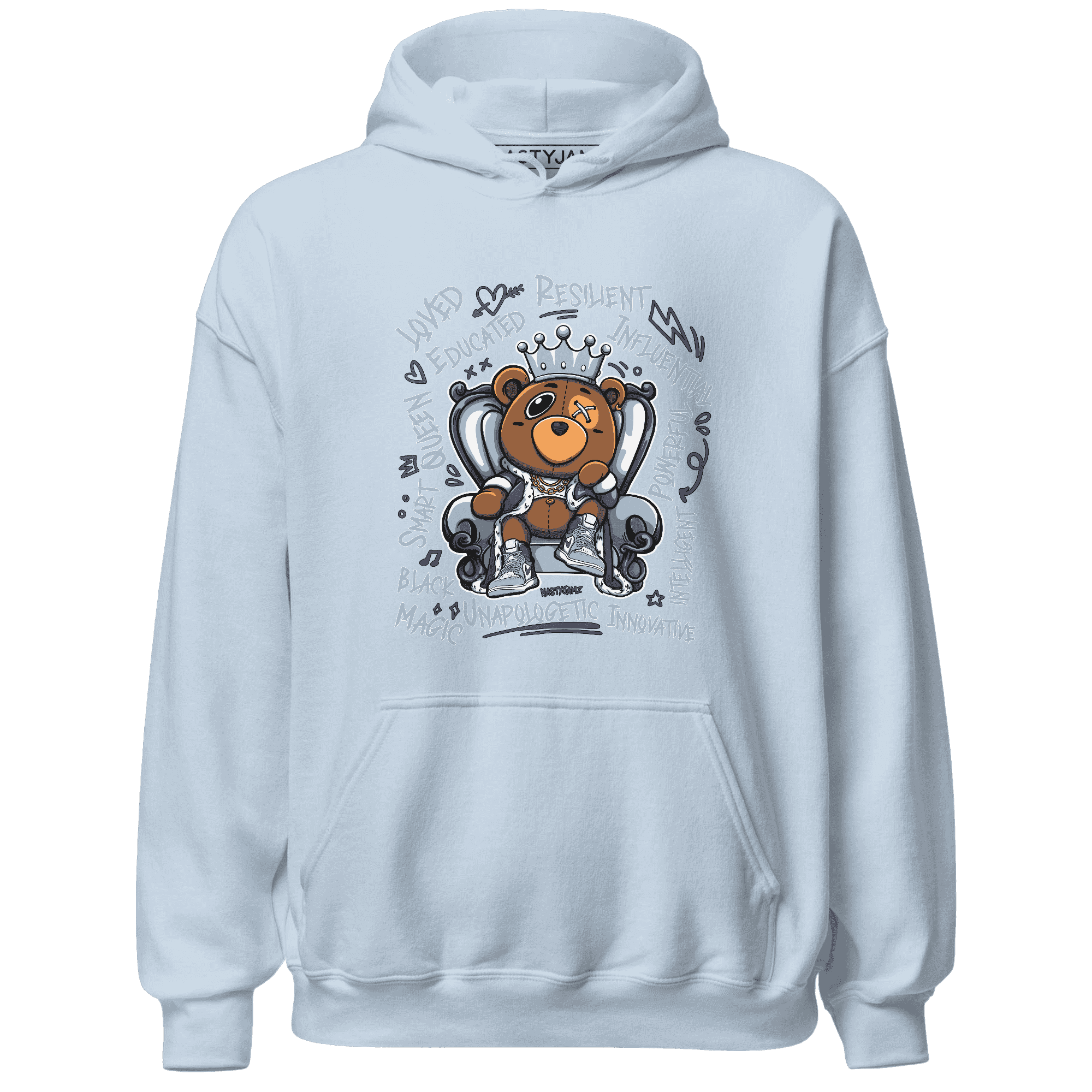 Mid Diffused Blue Grey 1s Hoodie Match BER Self Definition - NastyJamz