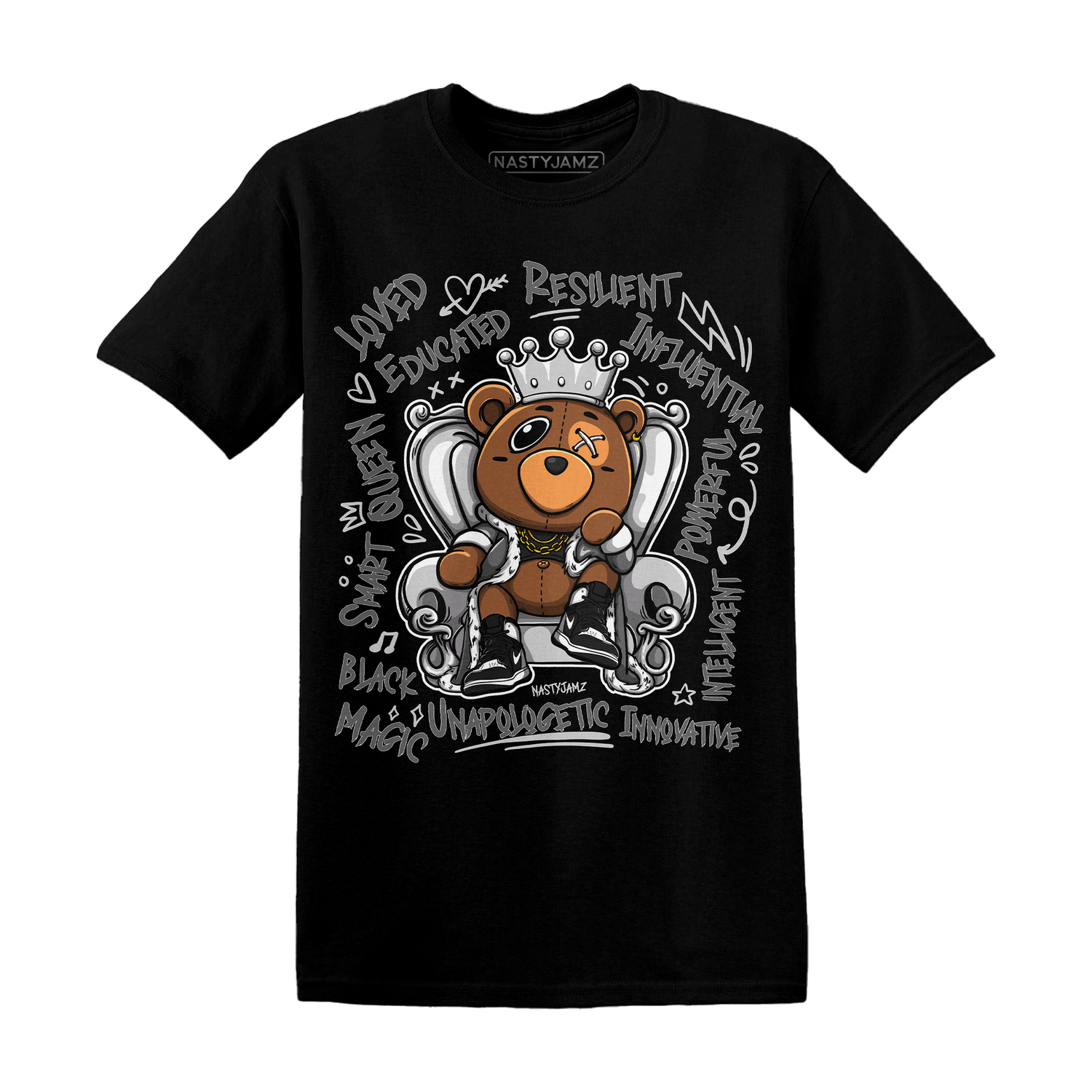 Retro High OG Black White 1s T Shirt Match BER Self Definition - NastyJamz