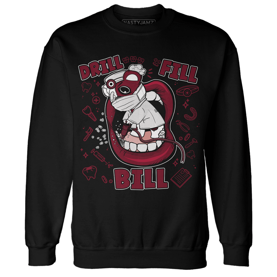 High White Team Red 1s Sweatshirt Match BER The Dentist - NastyJamz