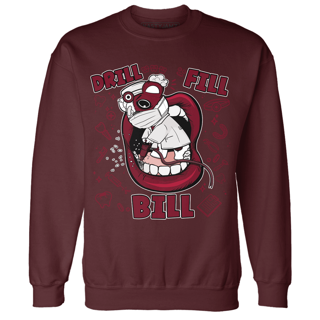 High White Team Red 1s Sweatshirt Match BER The Dentist - NastyJamz