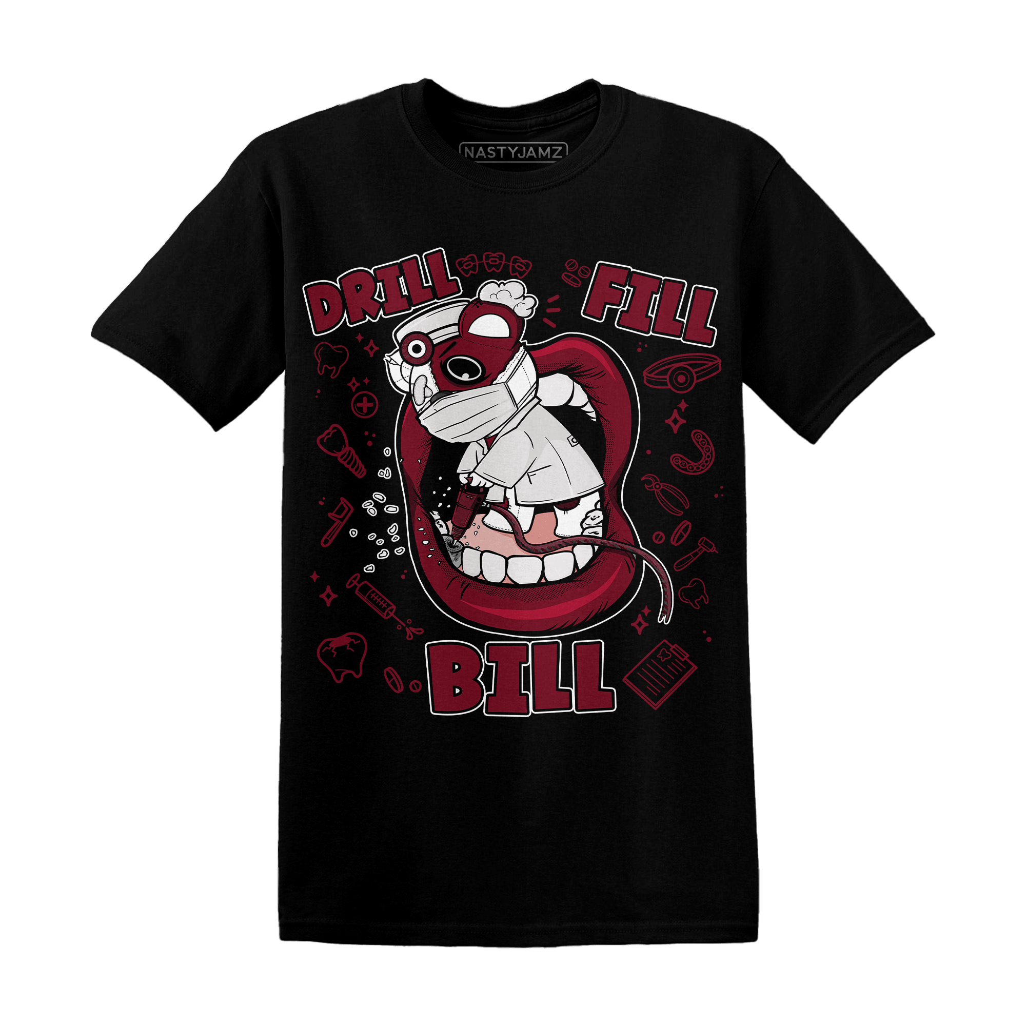 High White Team Red 1s T Shirt Match BER The Dentist - NastyJamz