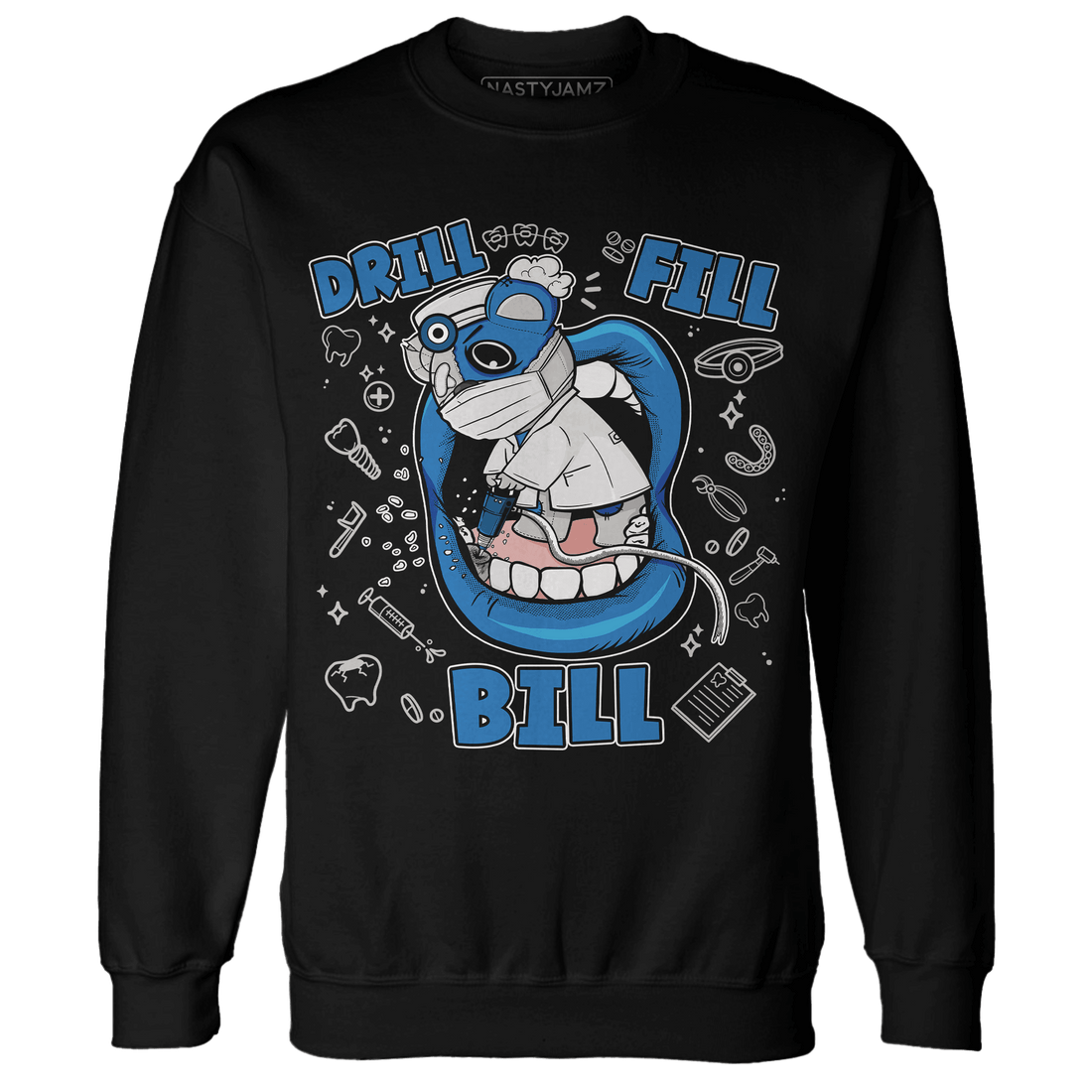 Industrial Blue 4s Sweatshirt Match BER The Dentist - NastyJamz