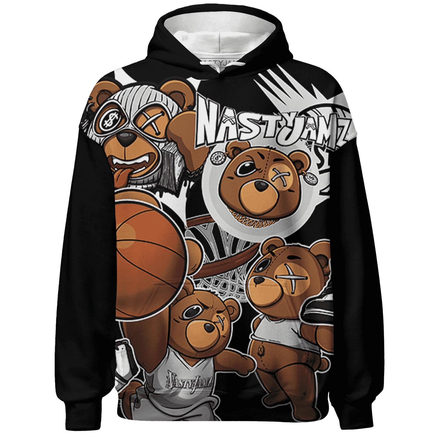 Retro High OG Black White 1s Hoodie Match BER Wallpapers 3D All-Over Print - NastyJamz