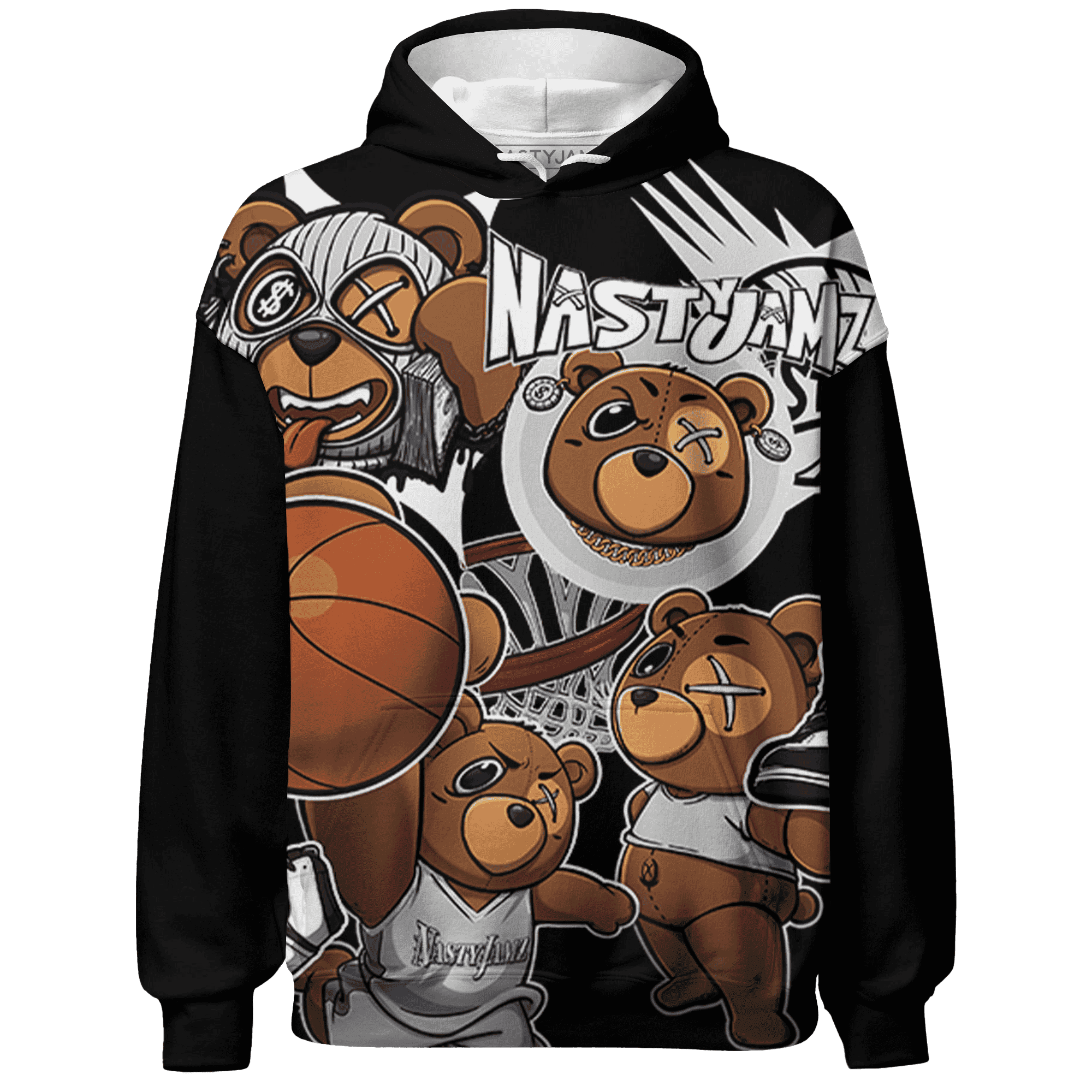 Retro High OG Black White 1s Hoodie Match BER Wallpapers 3D All-Over Print - NastyJamz