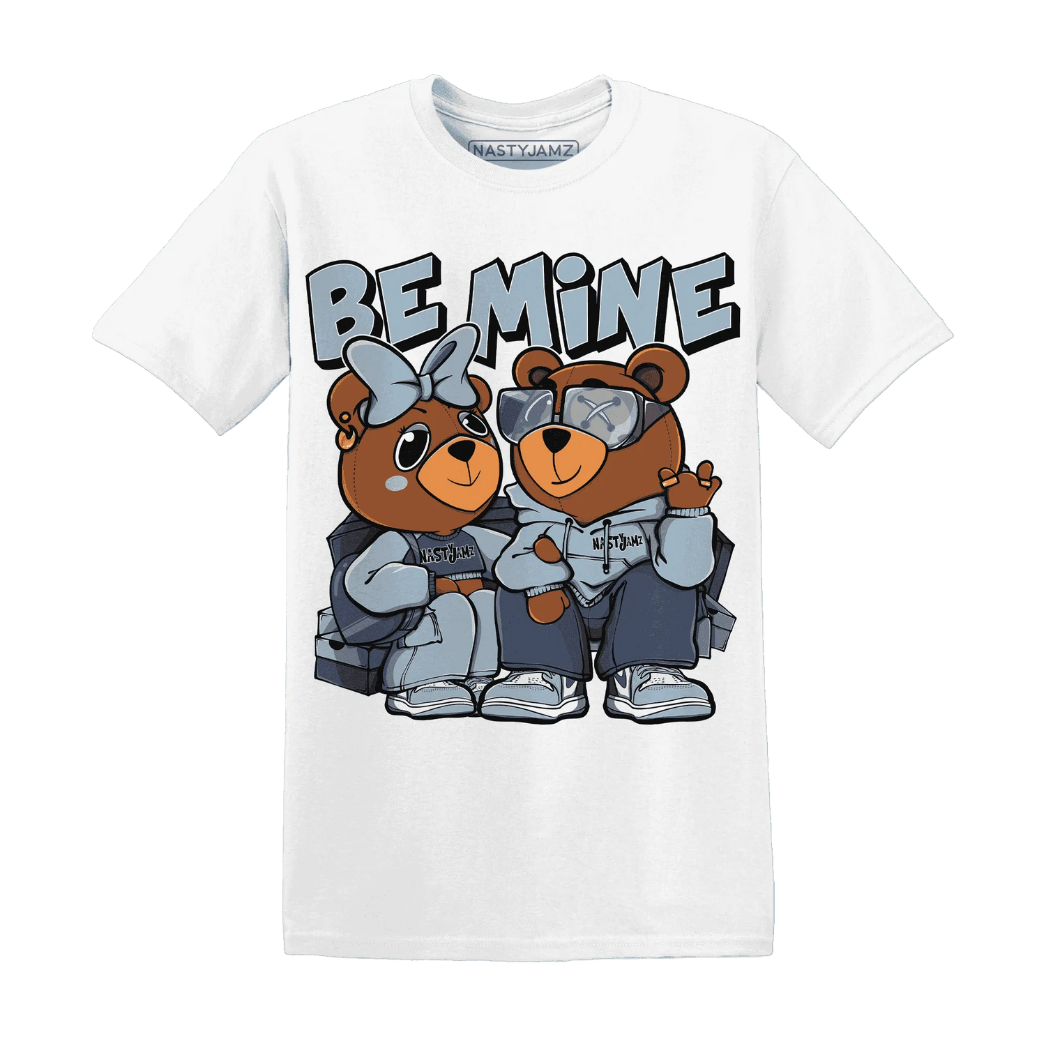 Mid-Diffused-Blue-Grey-1s-T-Shirt-Match-Be-Mine-BER