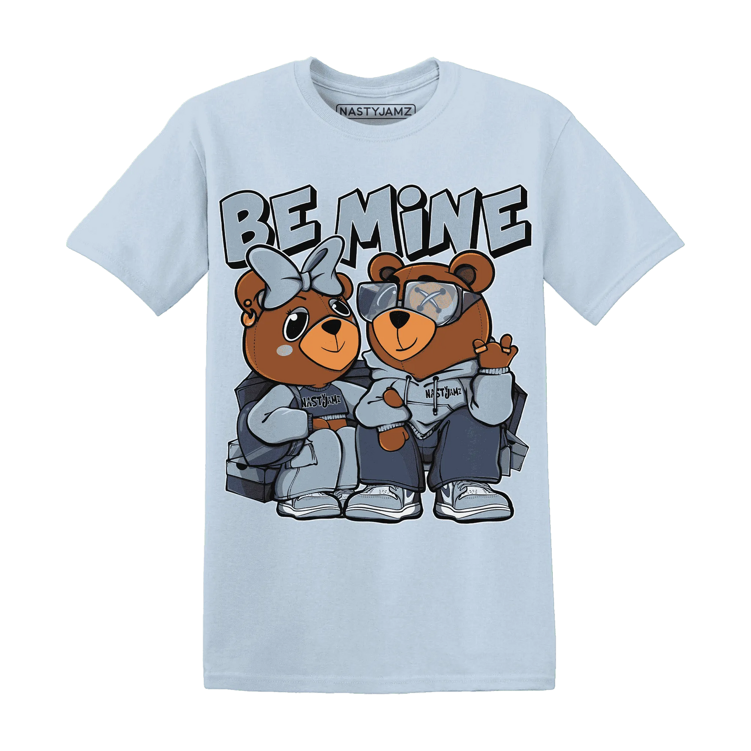 Mid-Diffused-Blue-Grey-1s-T-Shirt-Match-Be-Mine-BER