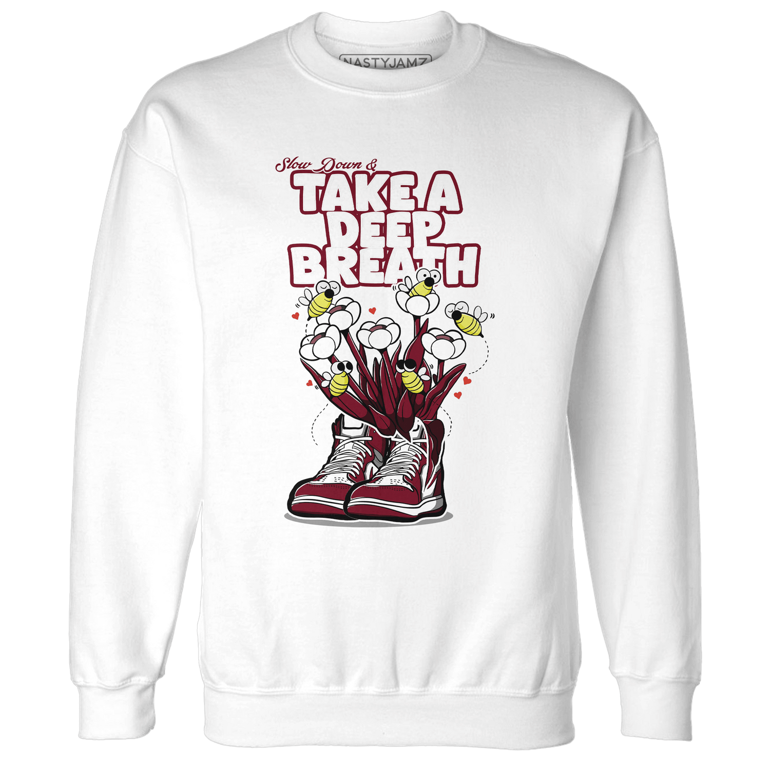 High White Team Red 1s Sweatshirt Match Bee Sneaker - NastyJamz