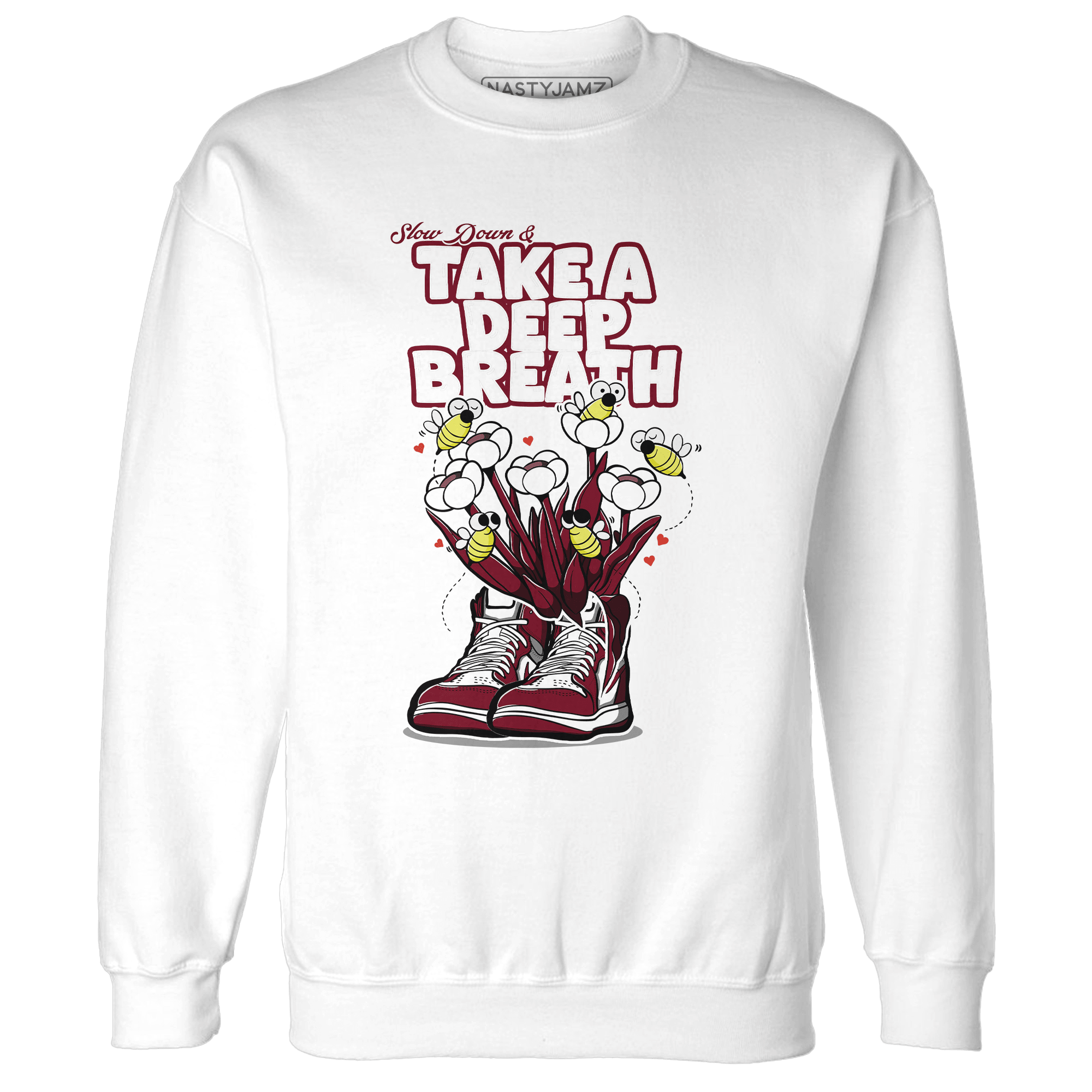 High White Team Red 1s Sweatshirt Match Bee Sneaker - NastyJamz