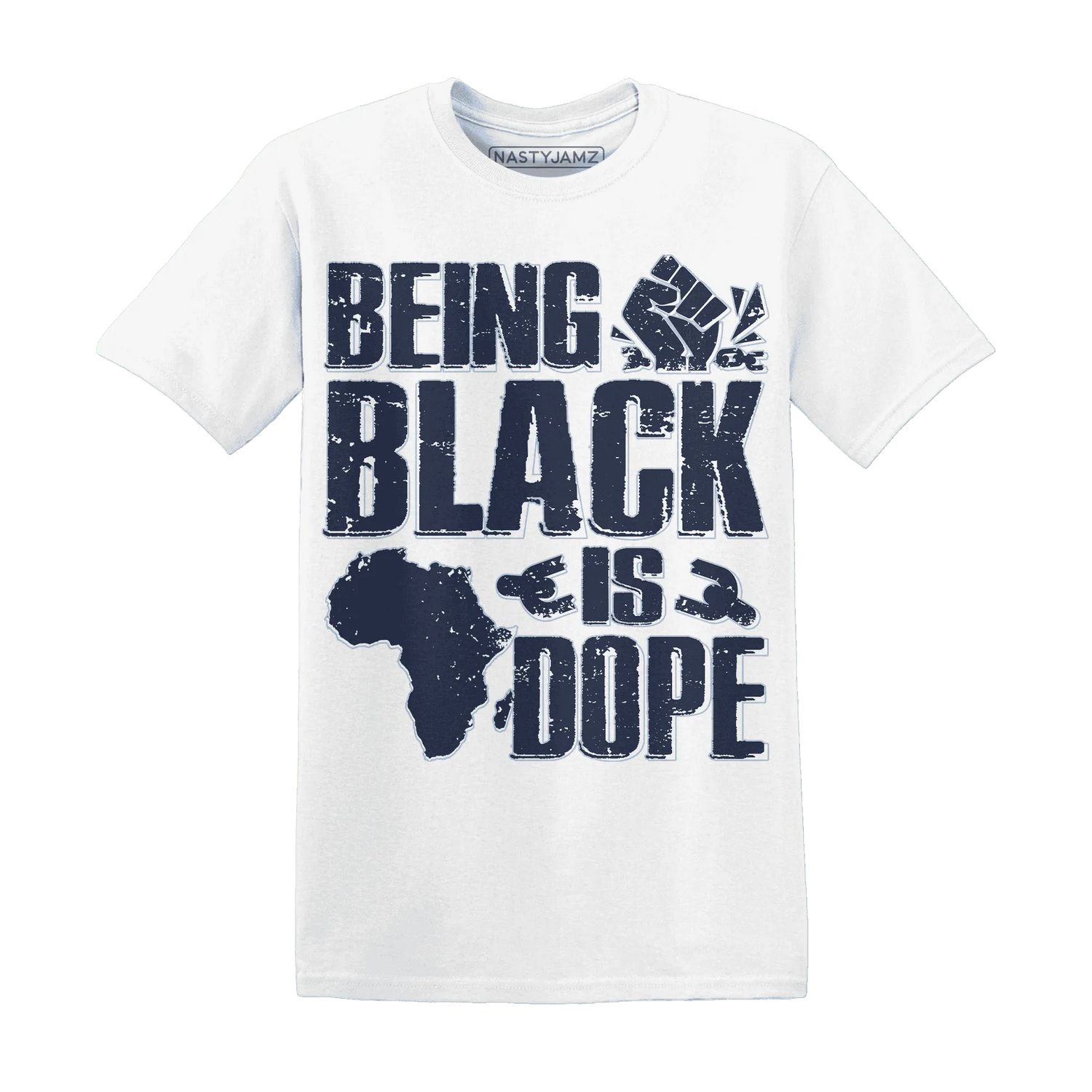 White-Navy-6s-T-Shirt-Match-Being-Black-Is-Dope