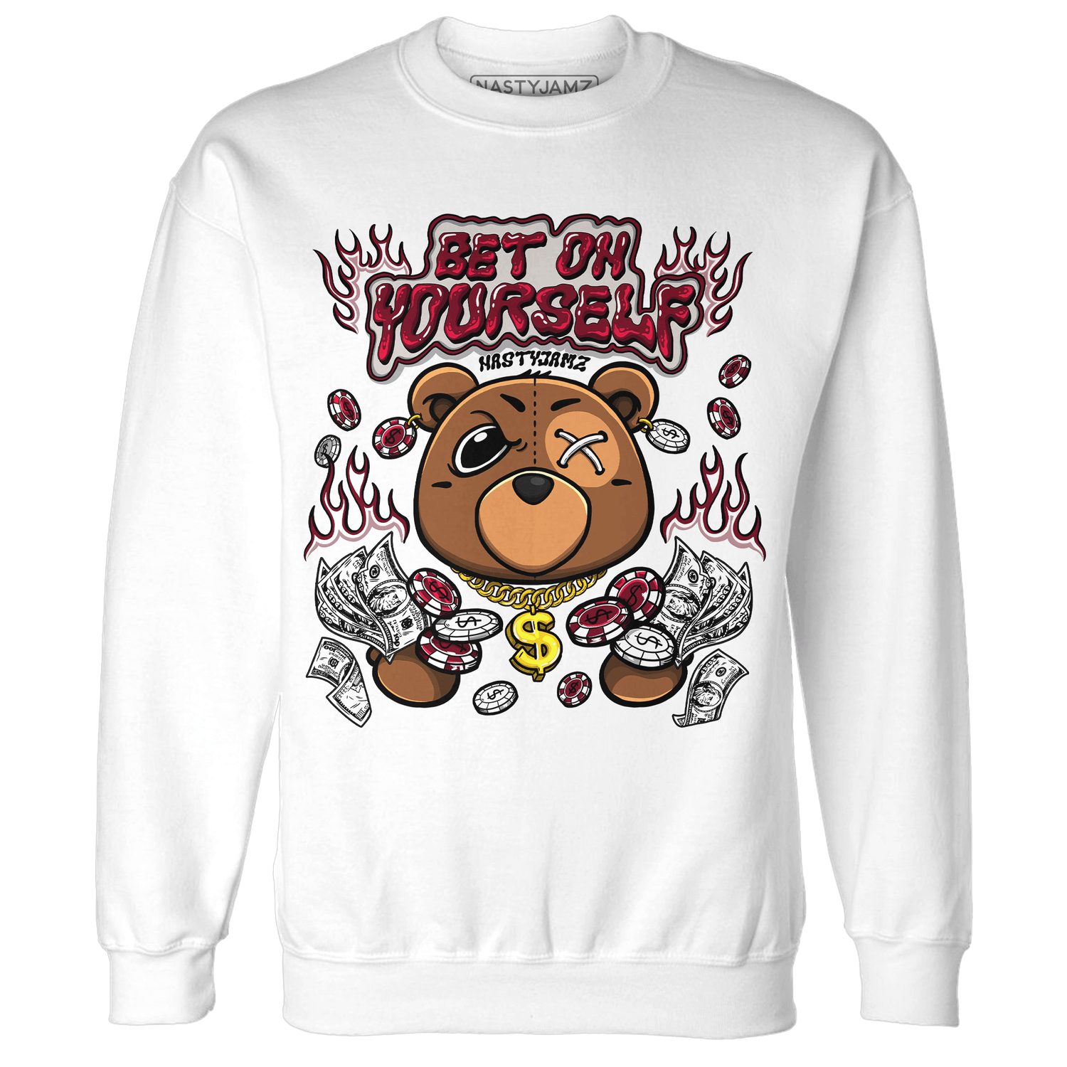 High White Team Red 1s Sweatshirt Match Bet On Yourself BER - NastyJamz