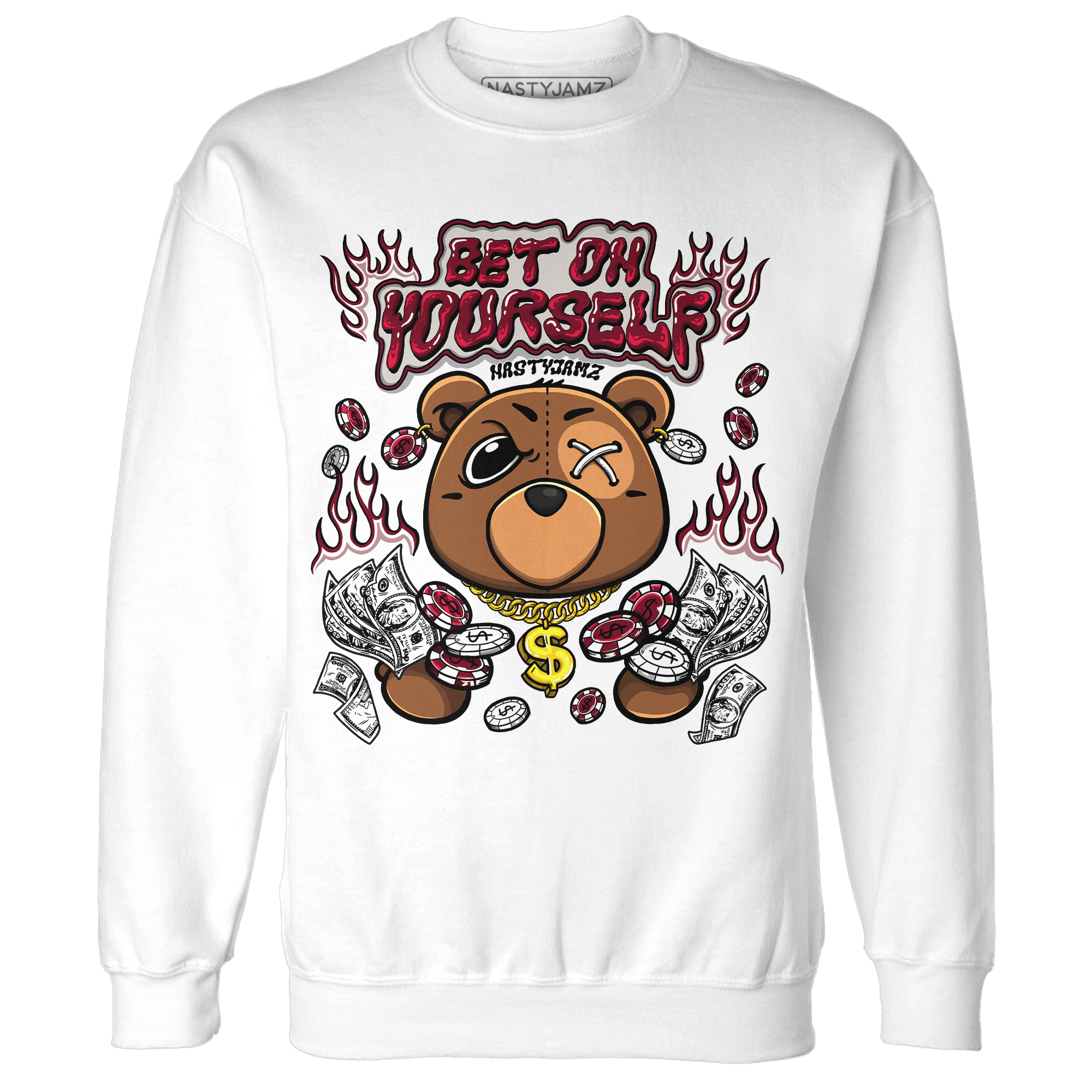 High White Team Red 1s Sweatshirt Match Bet On Yourself BER - NastyJamz
