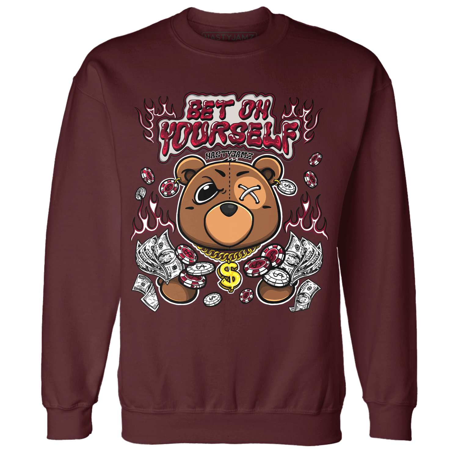 High White Team Red 1s Sweatshirt Match Bet On Yourself BER - NastyJamz